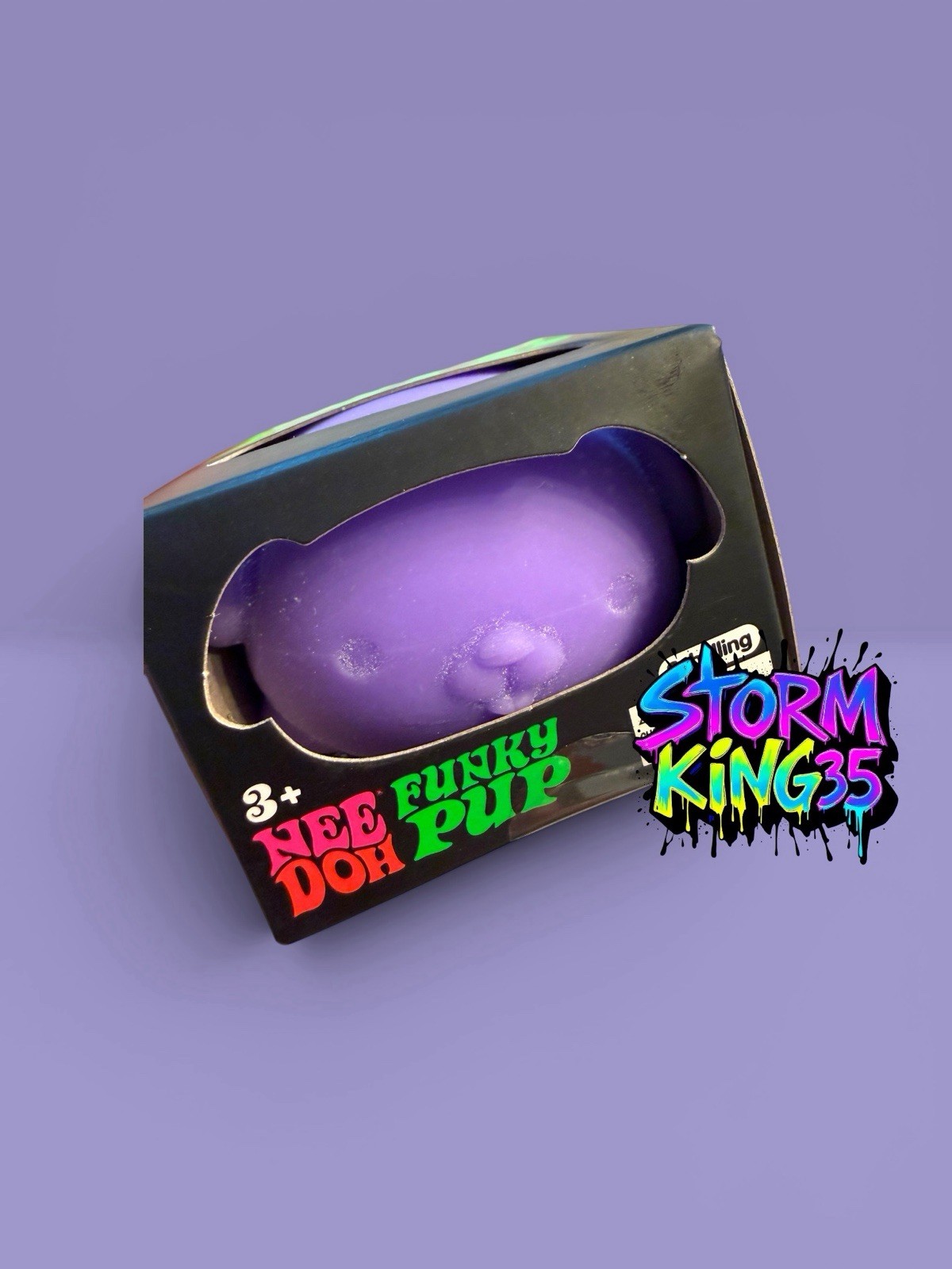 Set-of-4 Schylling Nee Doh Funky Pup Tactile Squeeze. Teal, Pink, Orange,Purple.