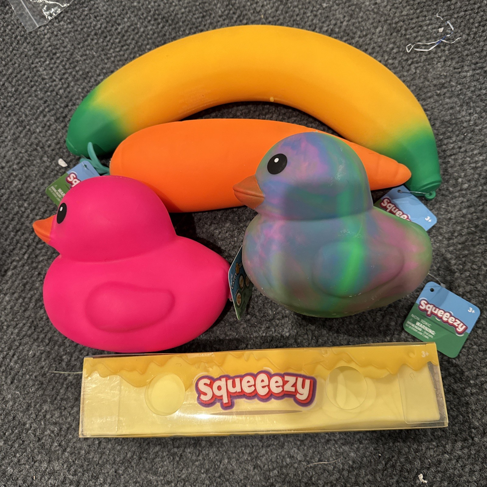 Sunny Days Squeezy Butter Jumbo Banana Carrot 2 Ducks Lot Of 5 SQUISHY BUNDLE