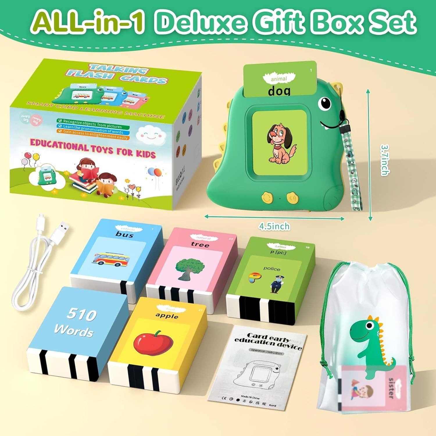 Toddler Toys Talking Flash Cards with 510 Sight Words, Montessori Learning Toys
