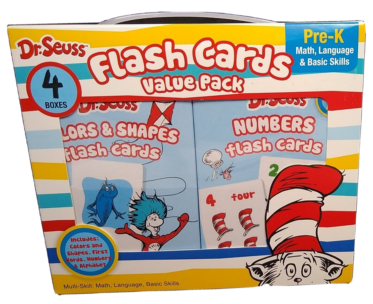 Dr. Seuss Flash Cards 4 Boxes Pre-K 1st Words Alphabet Colors Numbers Shapes New