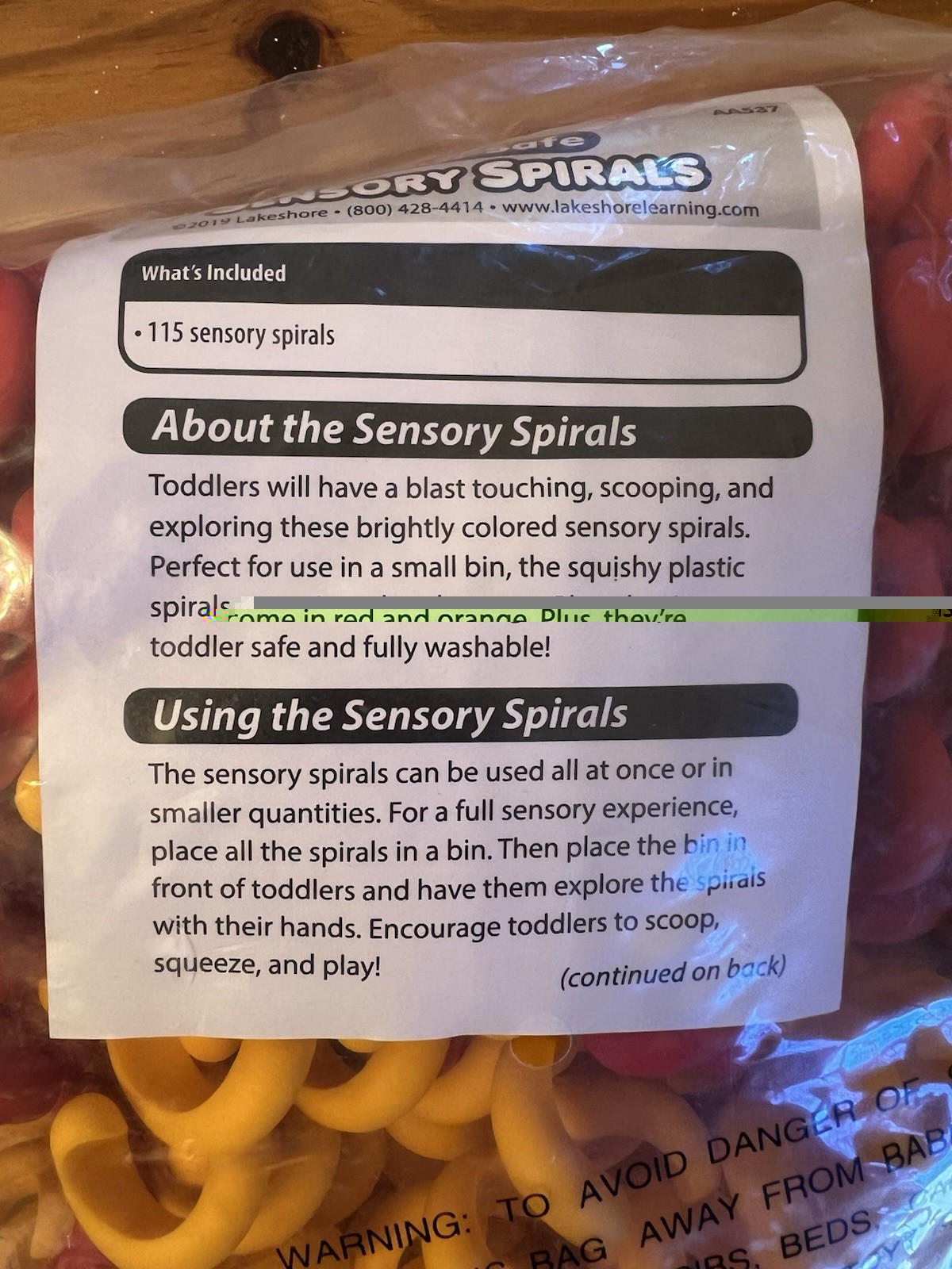Lakeshore Learning 115 Sensory Spirals Red And Yellow Tactile Shapes New In Bag