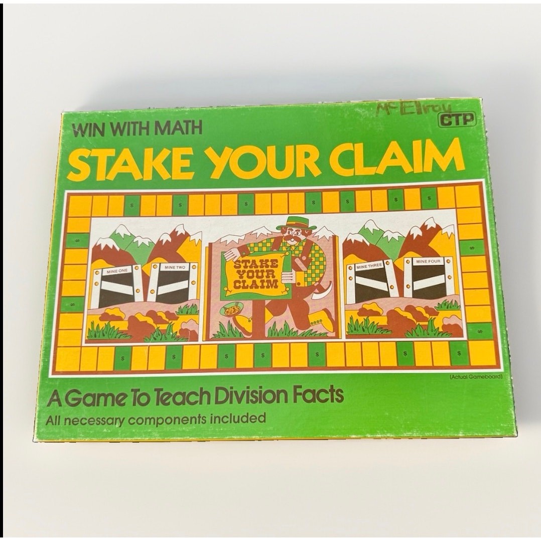 Vintage CTP Stake Your Claim Win With Math Division Game Complete Laminated