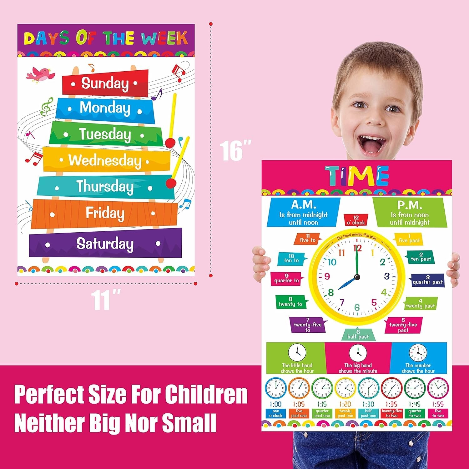17 Packs Educational Poster, PET Film Covered Preschool Learning Tools for Nu…