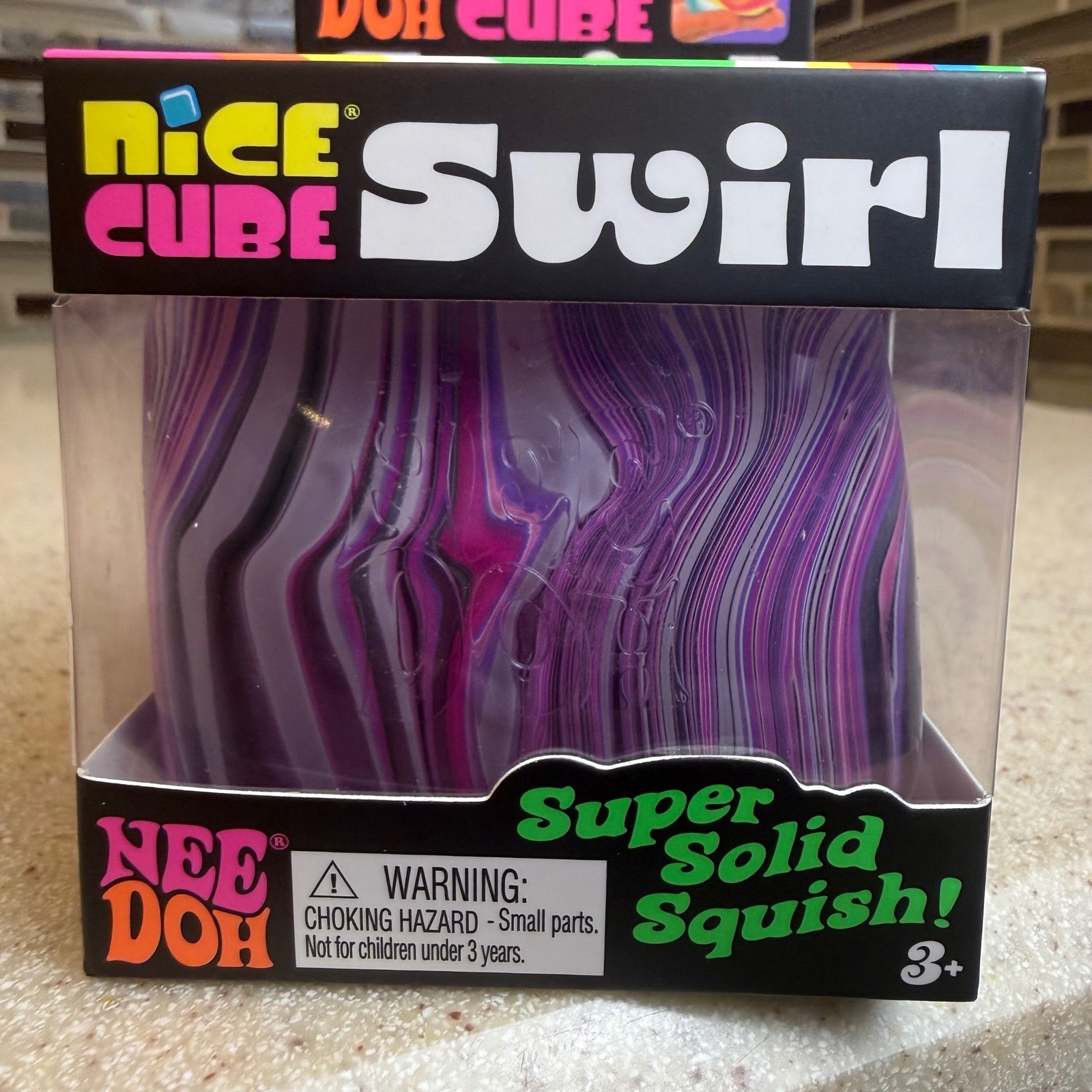 NEW NeeDoh Nice Cube Swirl Purple Pink Black Squishy Fidget Schylling Sealed