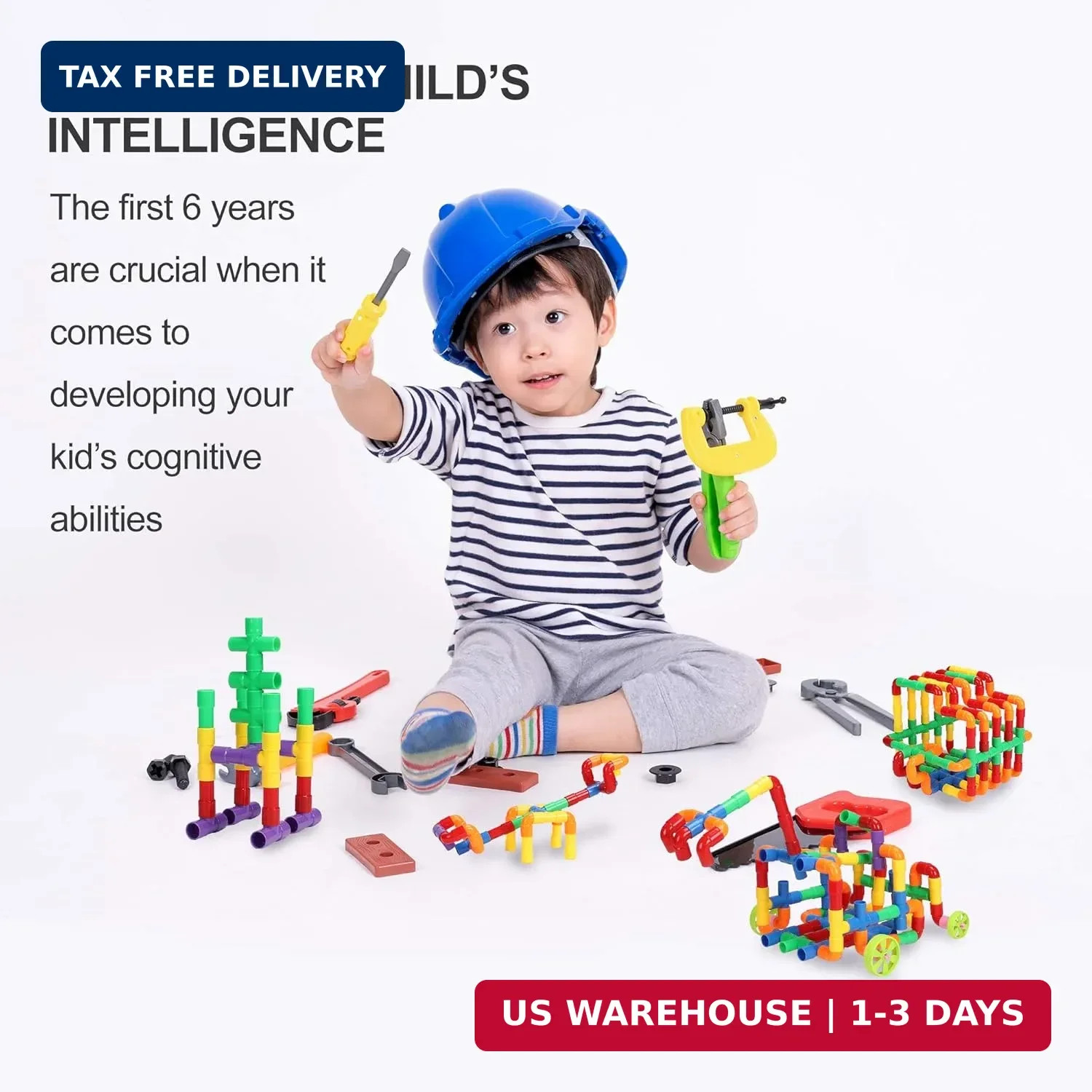STEM Building Blocks Toy for Kids, Educational Toddlers Preschool Brain Toy Kit,