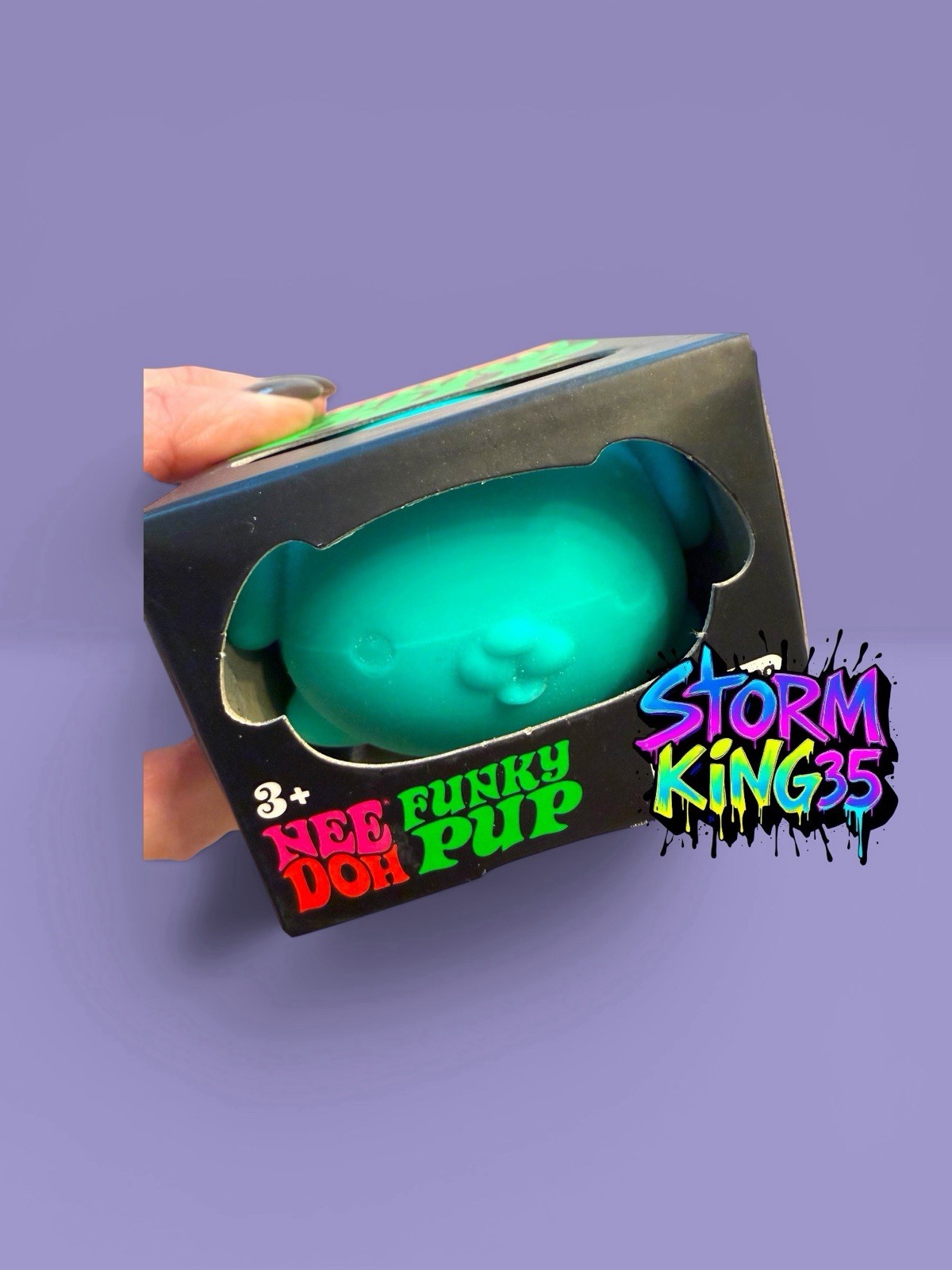 Set-of-4 Schylling Nee Doh Funky Pup Tactile Squeeze. Teal, Pink, Orange,Purple.