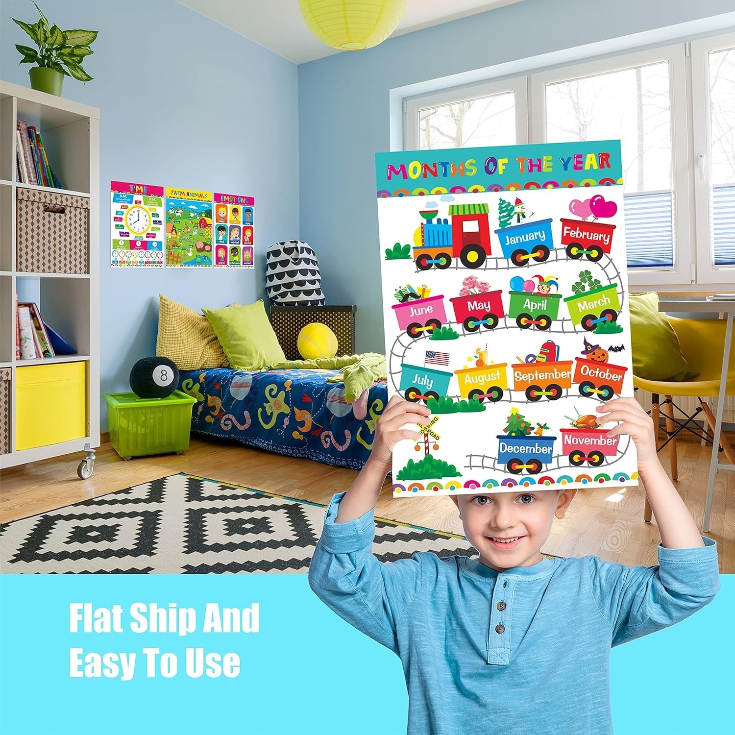 17 Packs Educational Poster, PET Film Covered Preschool Learning Tools for Nu…