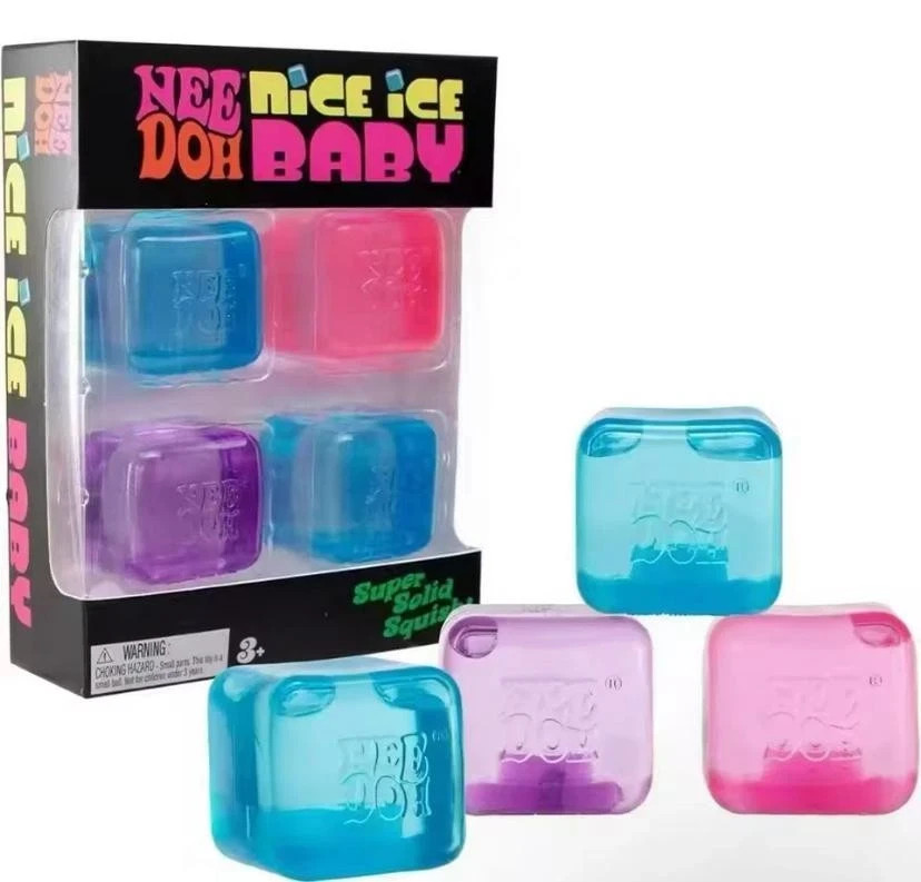Needoh Nice Ice Baby 4 Pack Mini Cubes Squishy Stress Fidget Toy Authentic
