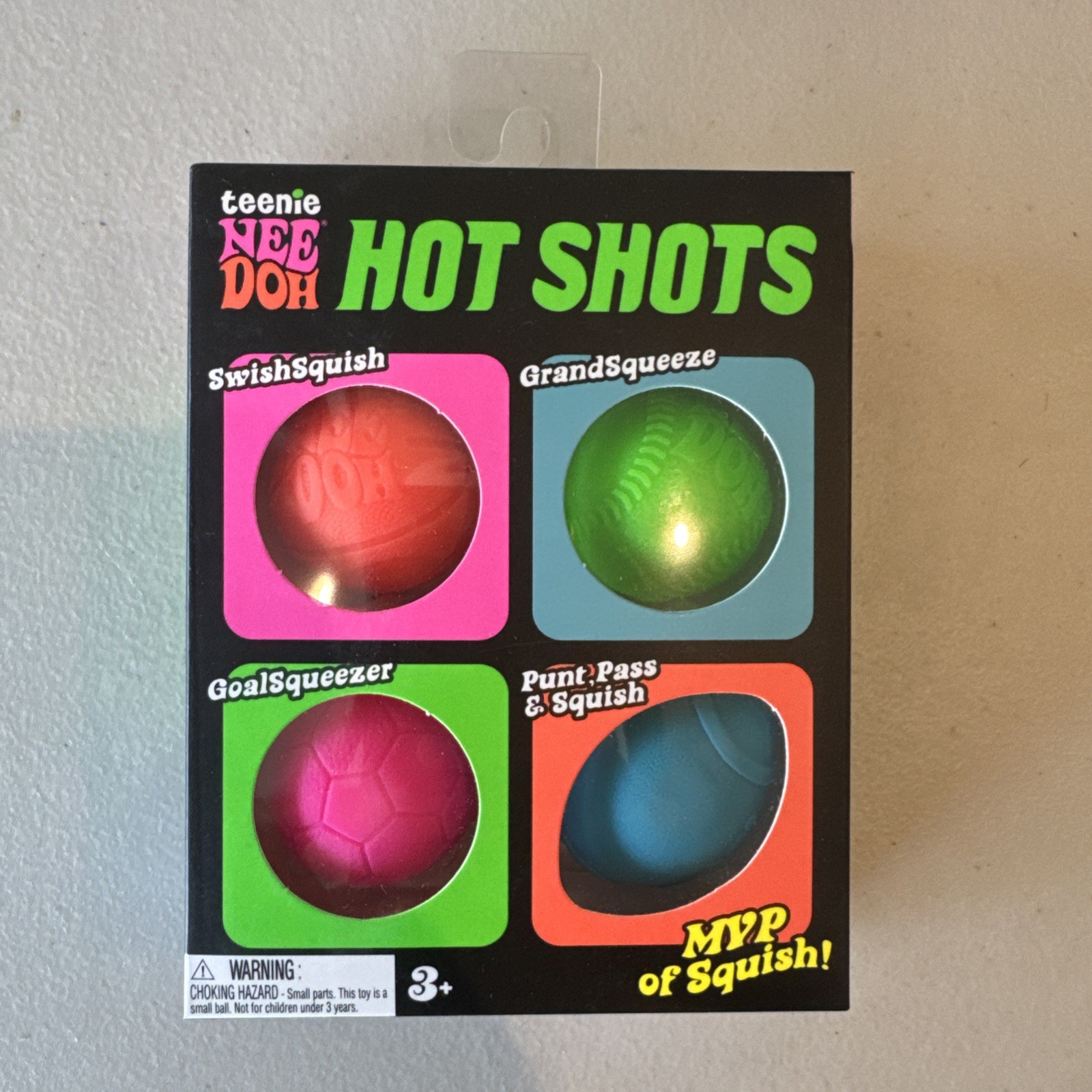 Teenie NeeDoh Hot Shots Multipack Nee Doh 4 pack Sports Ball Authentic