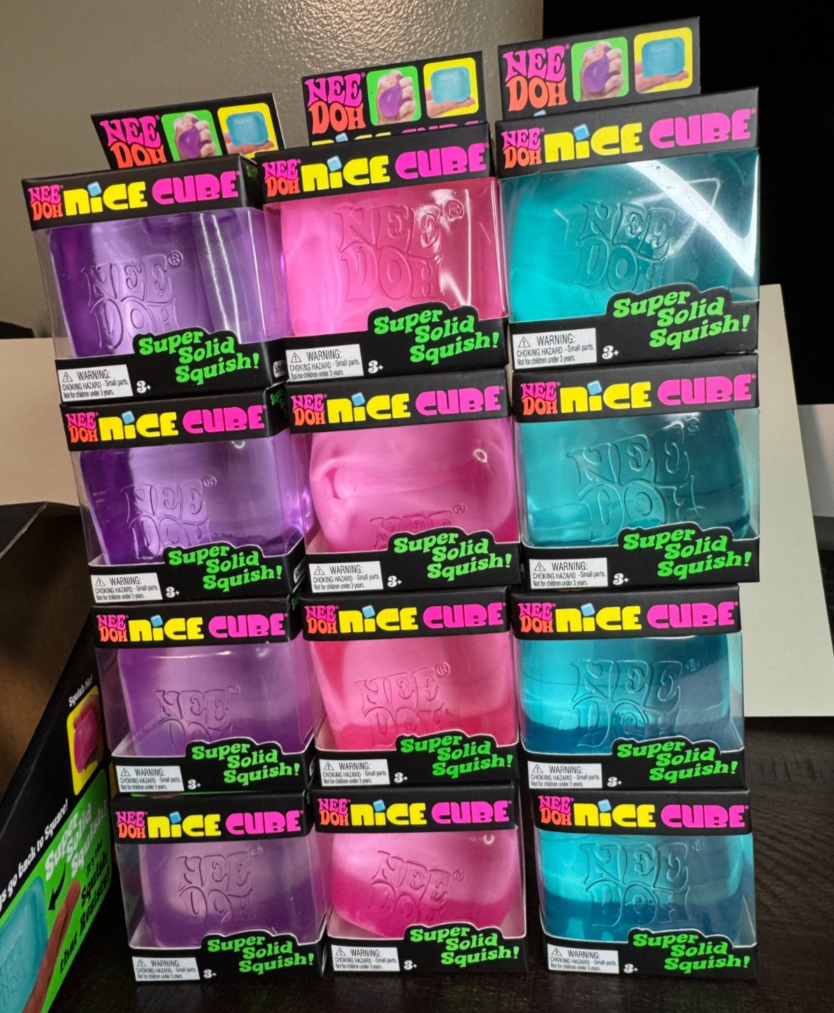 NEW Needoh Nice Cubes blue, purple, pink lot of 12 bulk Schylling w display box