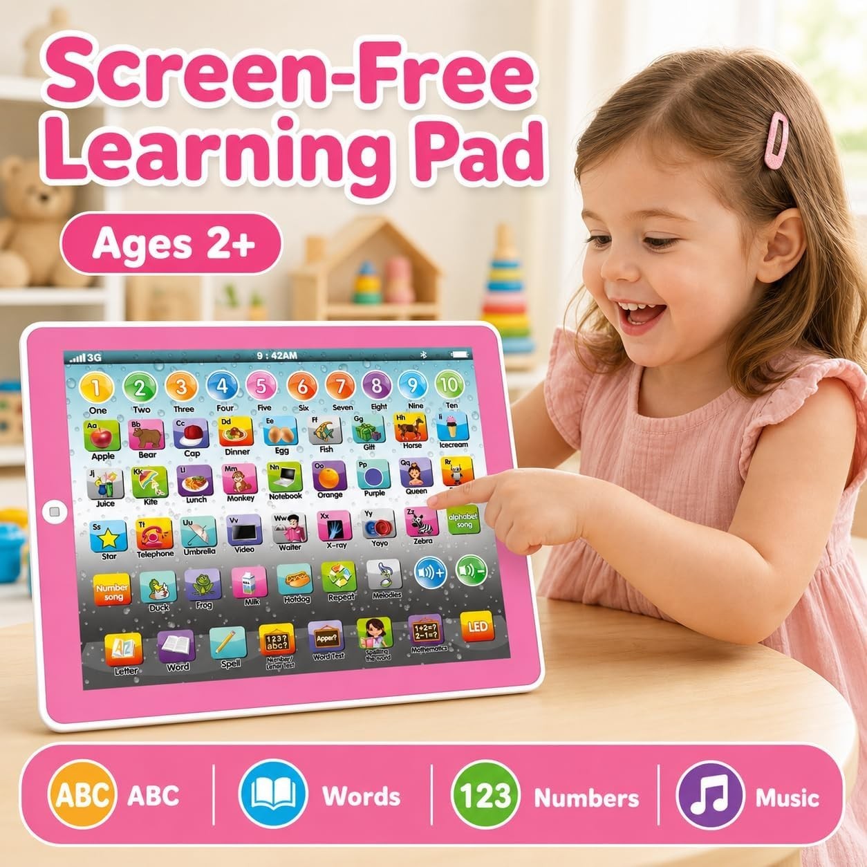 Kids Learning Tablet Toddler ABC Words Numbers Music Educational Toy Age 3 4 5 6