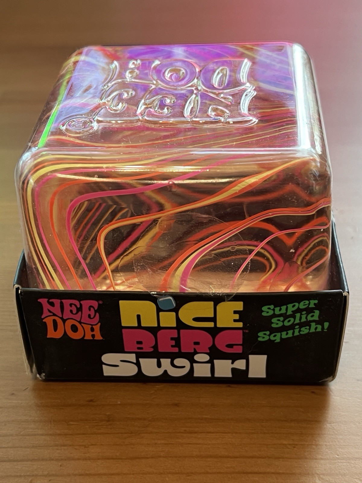 NeeDoh Nice Berg Swirl XL Giant Nee Doh Squishy Swirl Cube Orange Pink Yellow