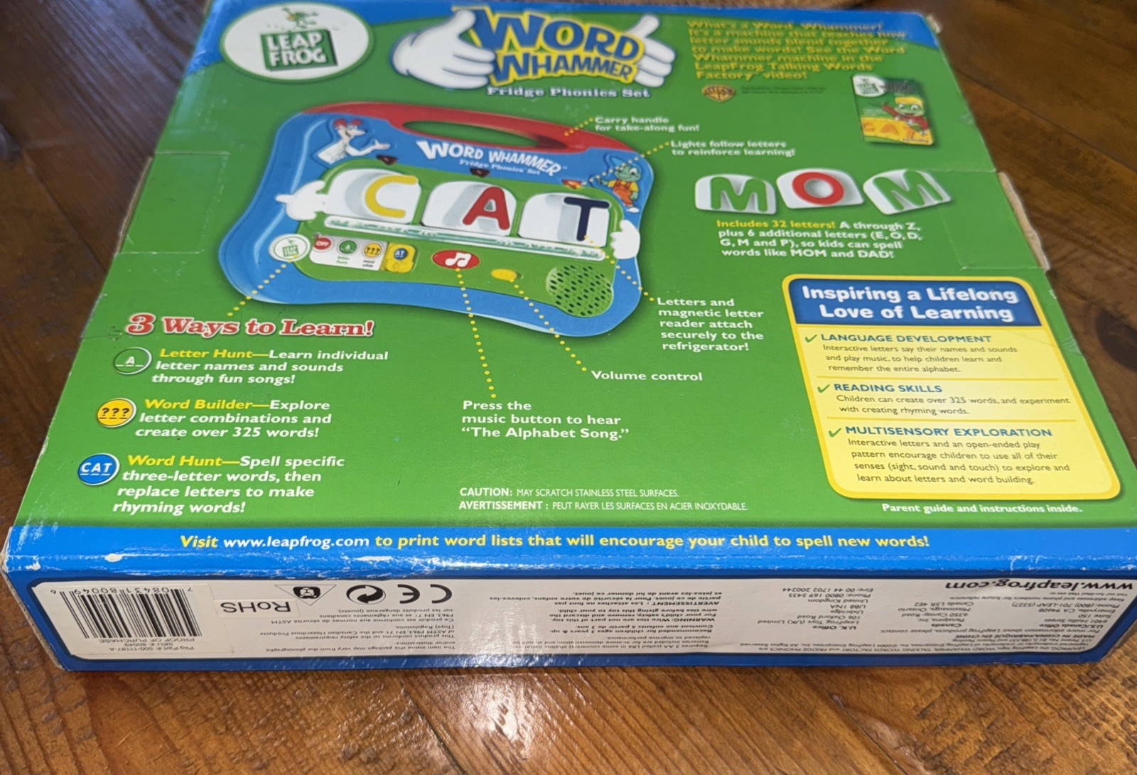 Leap Frog Word Whammer Fridge Phonics Set 32 Magnetic Letters 325 Words Toy
