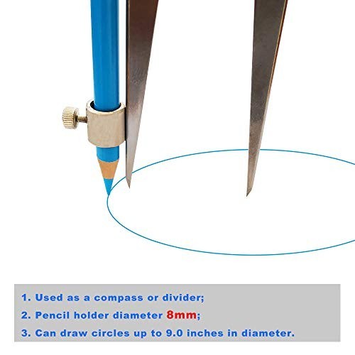 4 inch Woodworking Compass with Pencil Holder, Precision Spring Divider/Scriber
