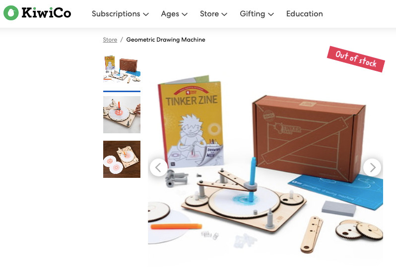 KiwiCo Tinker Crate Geometric Drawing Machine STEM Project Kit New Sealed Ages 9