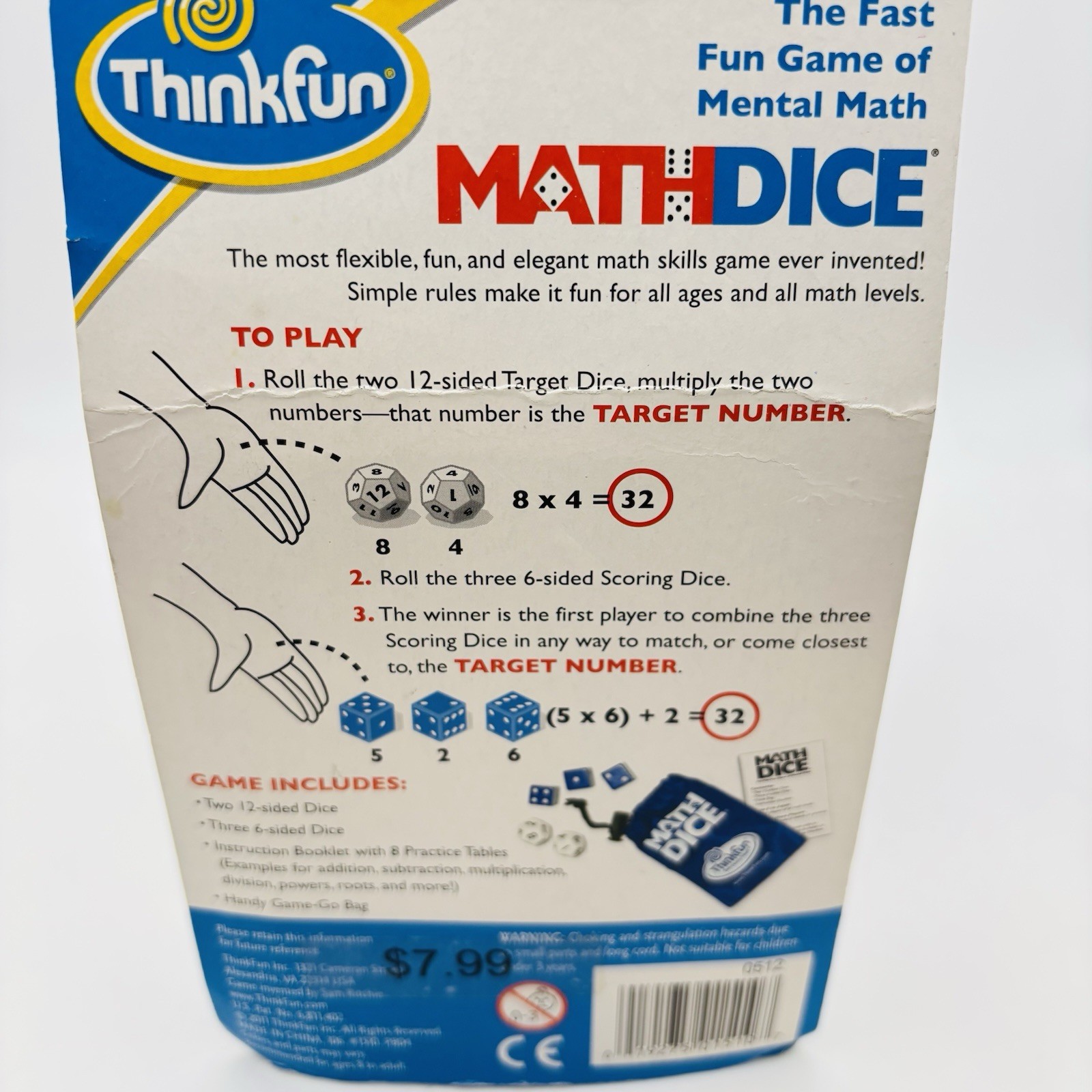 ThinkFun Math Dice Fun Game that Teaches Mental Math Skills to Kids SEALED. New!