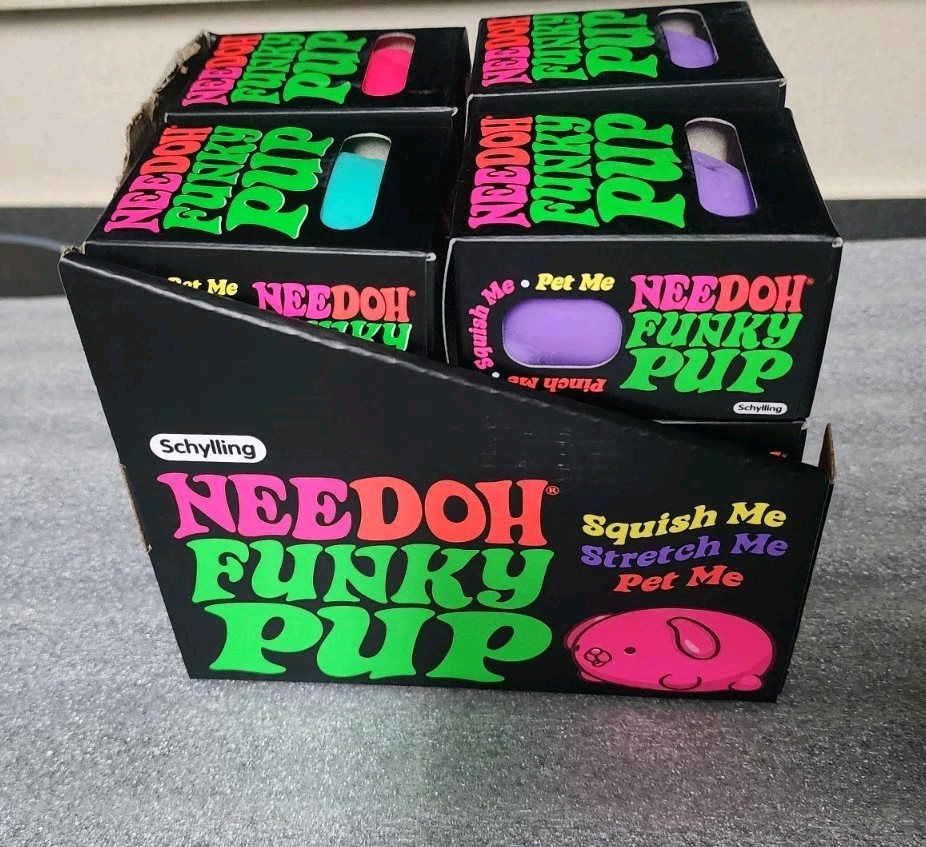 Nee Doh Funky Pup Squeeze Ball Super Squish LOT OF 12 with Display Box NEW