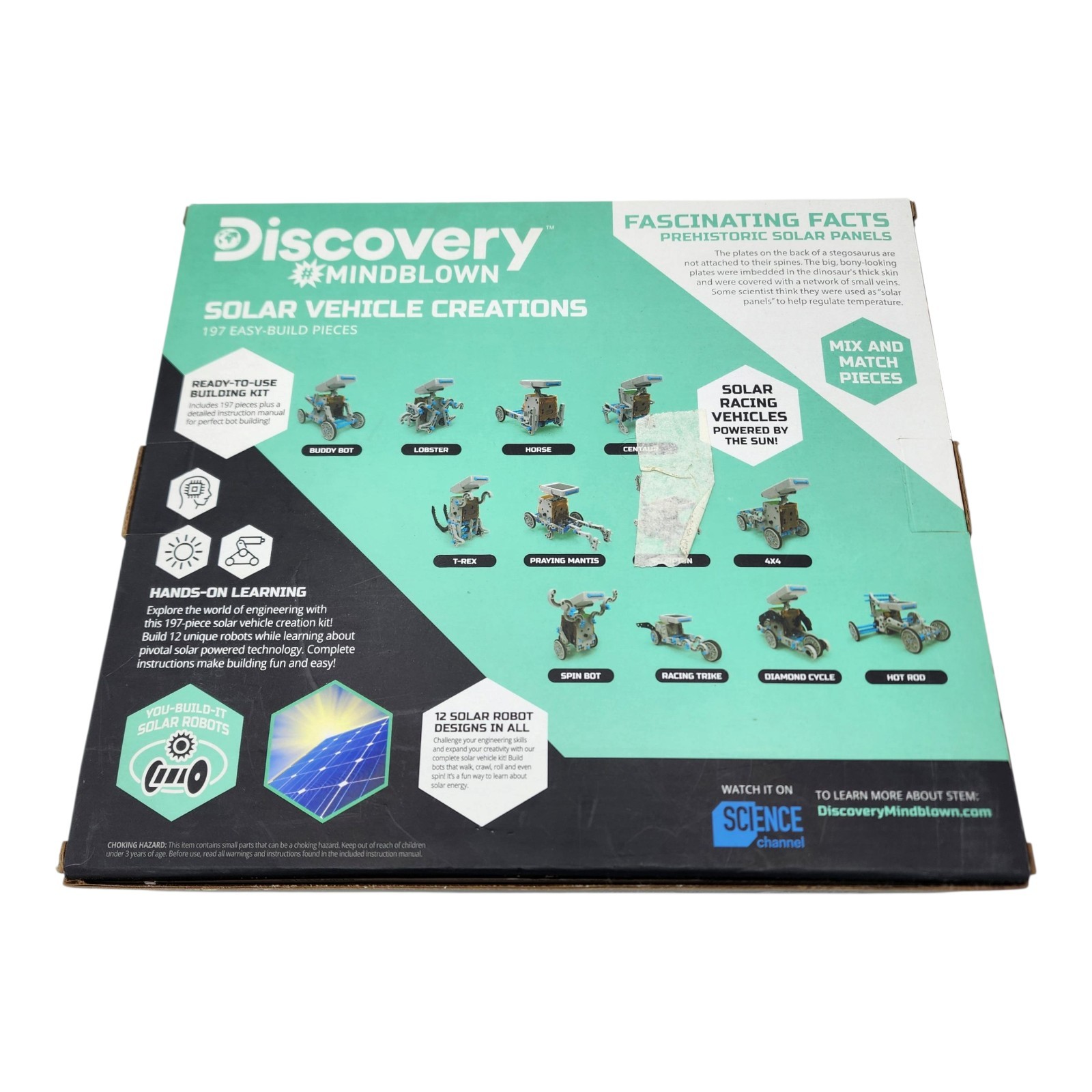 Discovery Kids Mindblown STEM 12-in-1 Solar Robot 197-PC Creation Kit New
