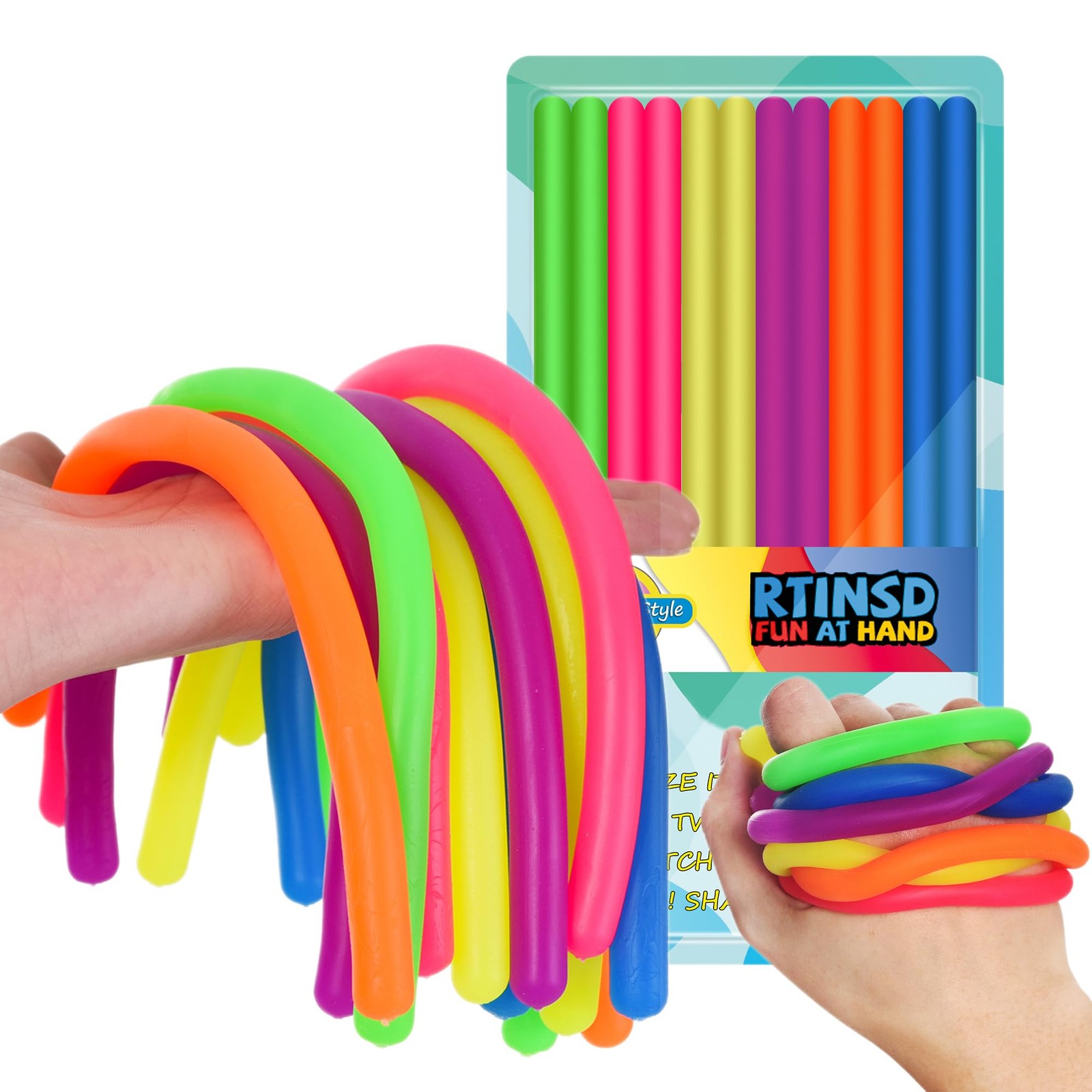 Rtinsd String Noodles Toys Large 12 pcs Stress Stretchy Strings 10.2 inches