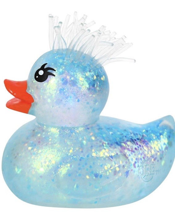 ORB Sugar Swaps Duck Pink Blue Purple Set of 3 Spiky Hair Bow Squishy Squeezy