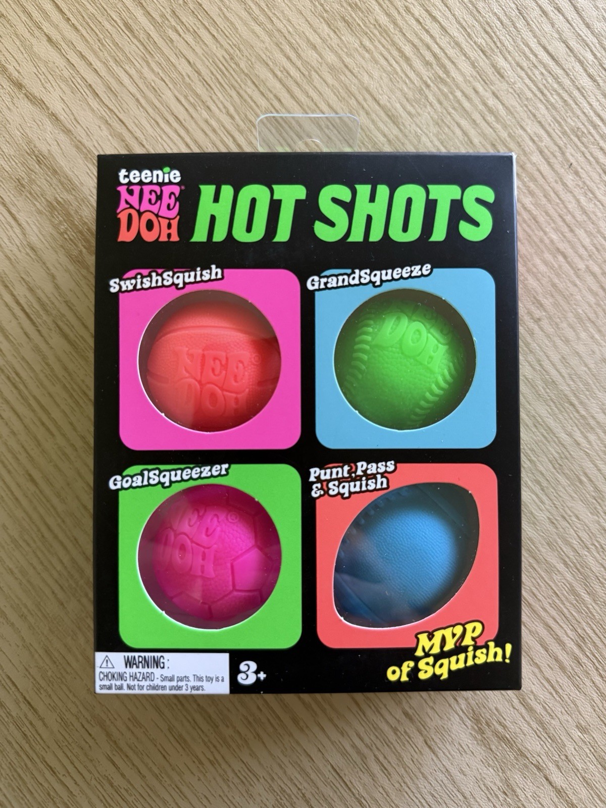 Nee Doh Teenie Hot Shots Red Green Pink Blue Squeeze Toy Set Ages 3+ Years