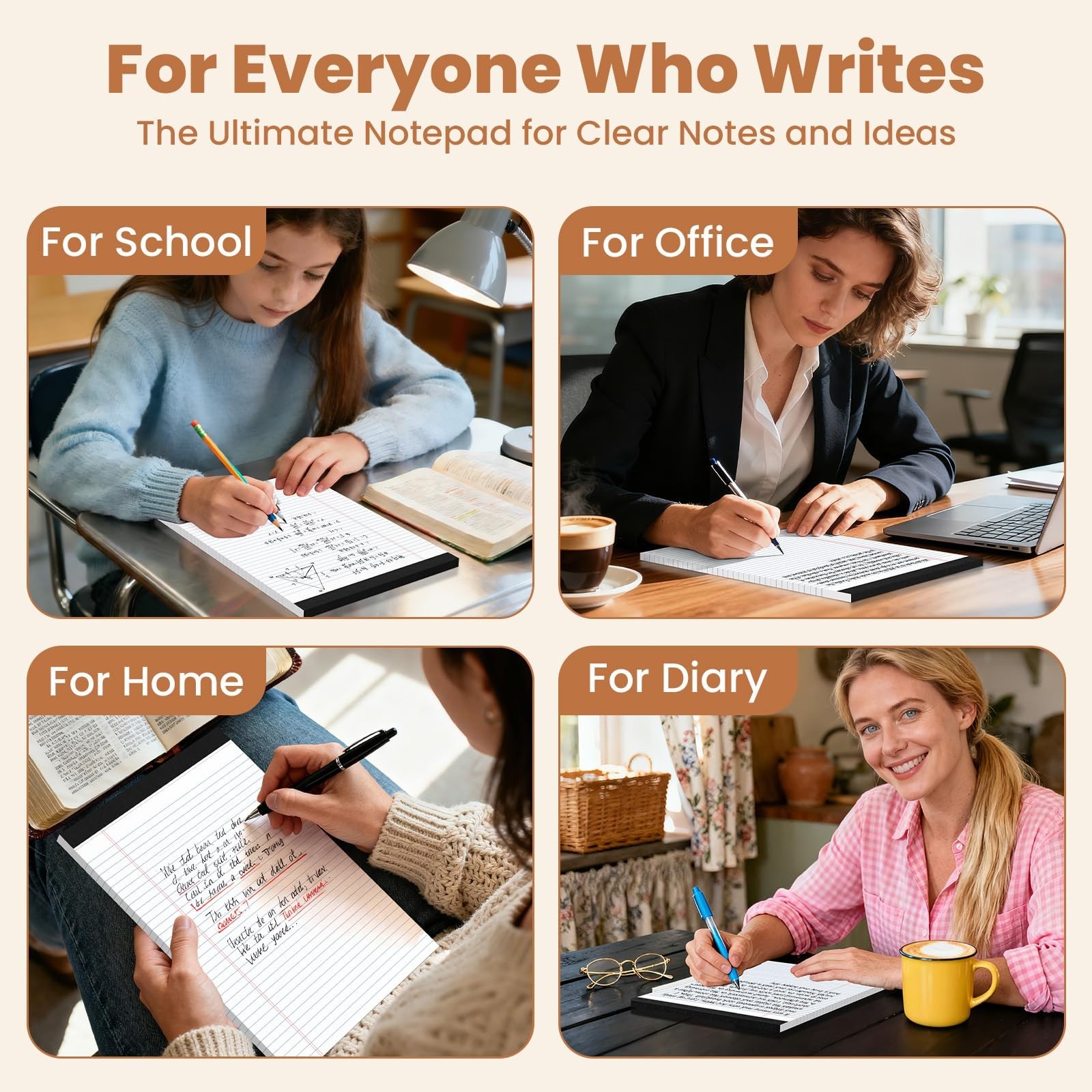 2Packs Legal Pads 8.5 x 11 Inch, 50Sheets/Pack, College Ruled & Perforated Wh…