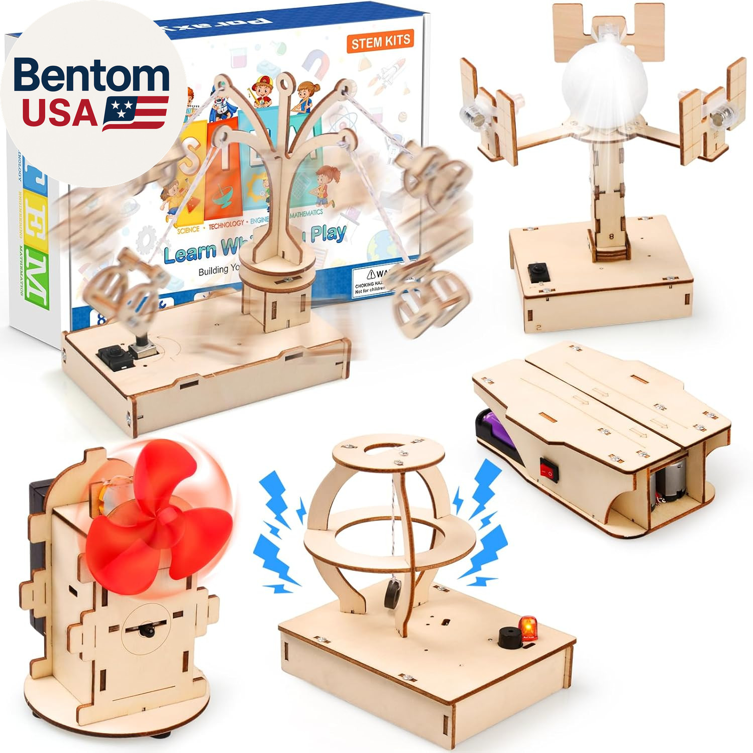 STEM Kits for Kids Ages 8-10-12, 5 Set Wooden 3D Puzzles, Educational Science Ex