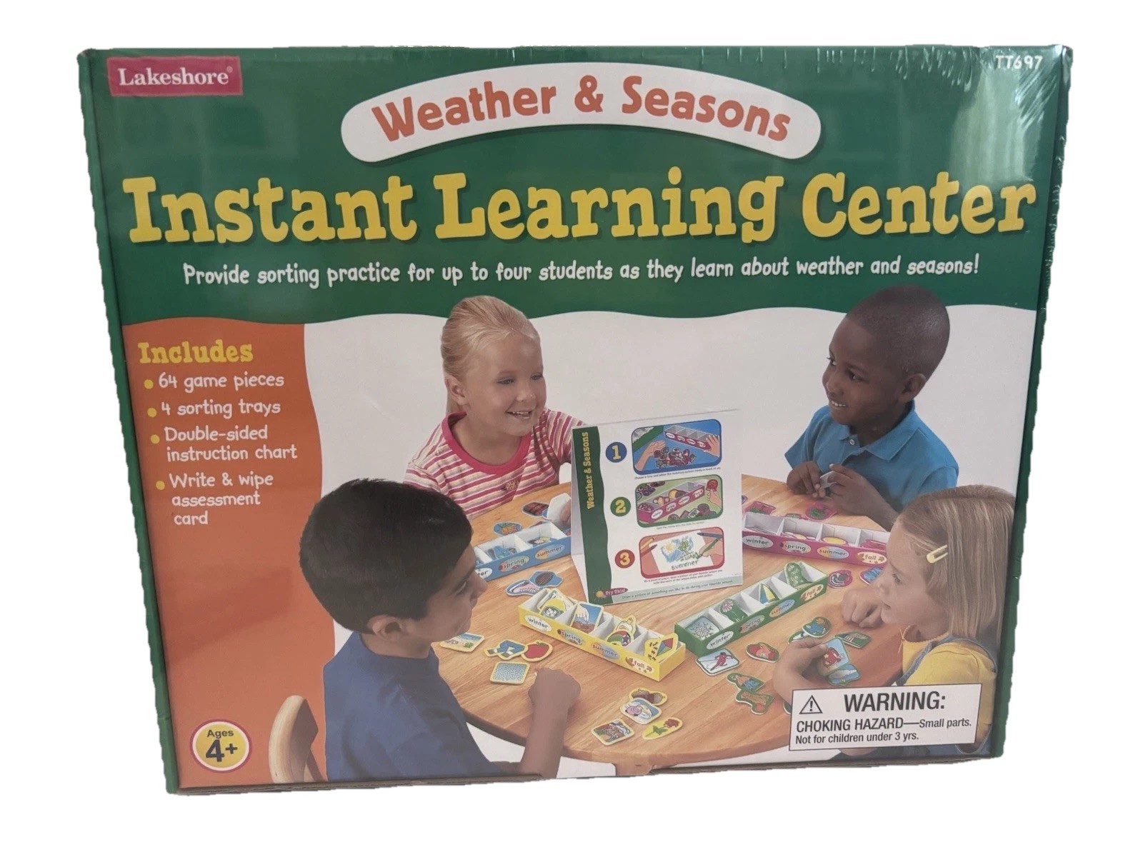 LAKESHORE Learning Math GAMES Lot Place Value TELL TIME Weather Seasons Ages 4-7