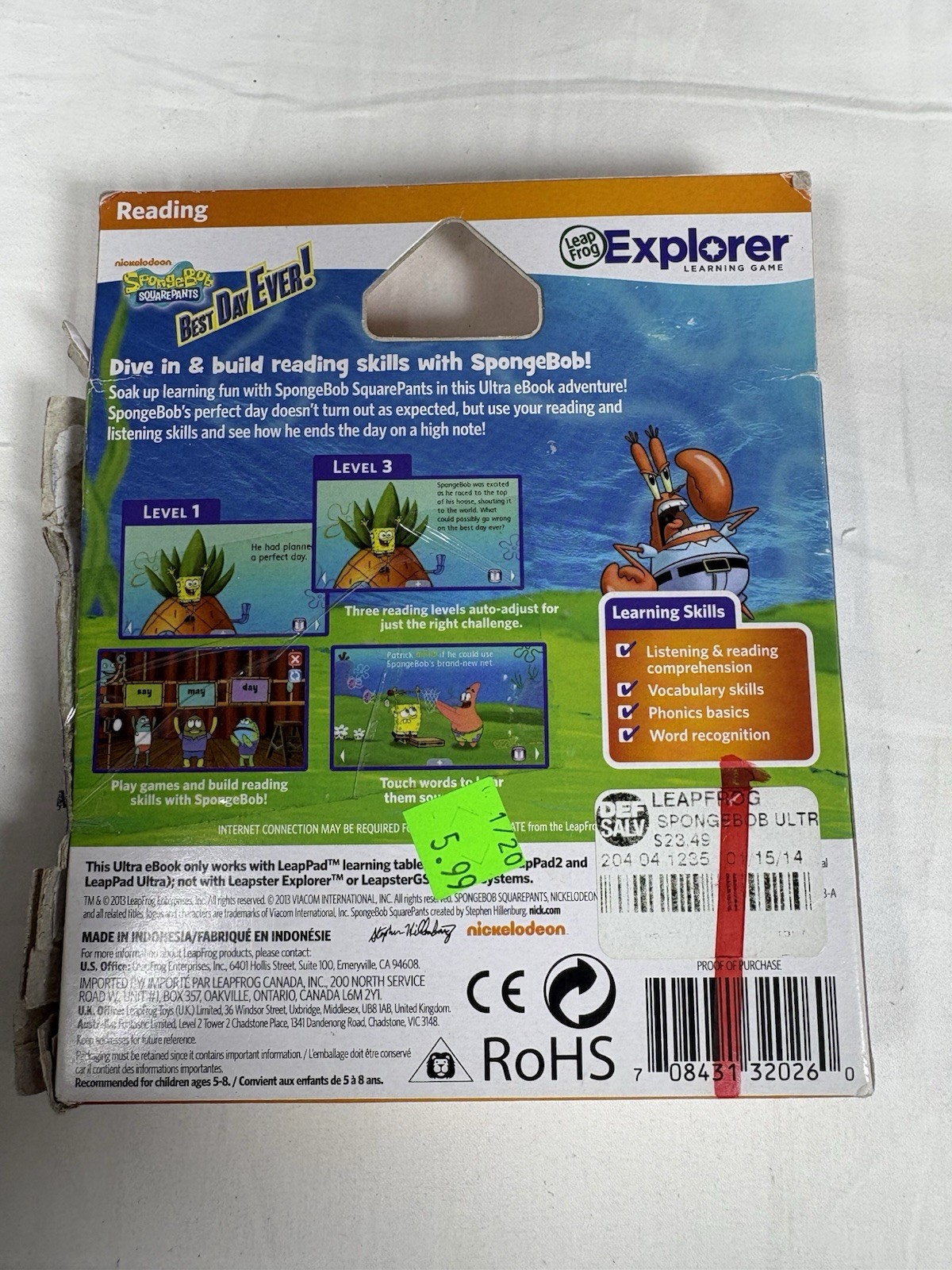 LeapFrog -SpongeBob SquarePants Best Day Ever LeapPad Ultra eBook Sponge Bob