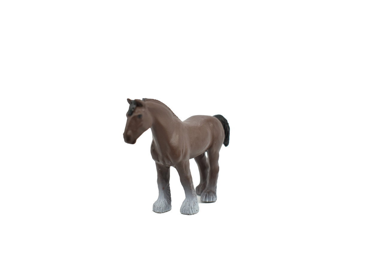 Toy Horse, Clydesdale, Brown, Plastic Realistic Farm Model 2.5 Inches F7022 B97
