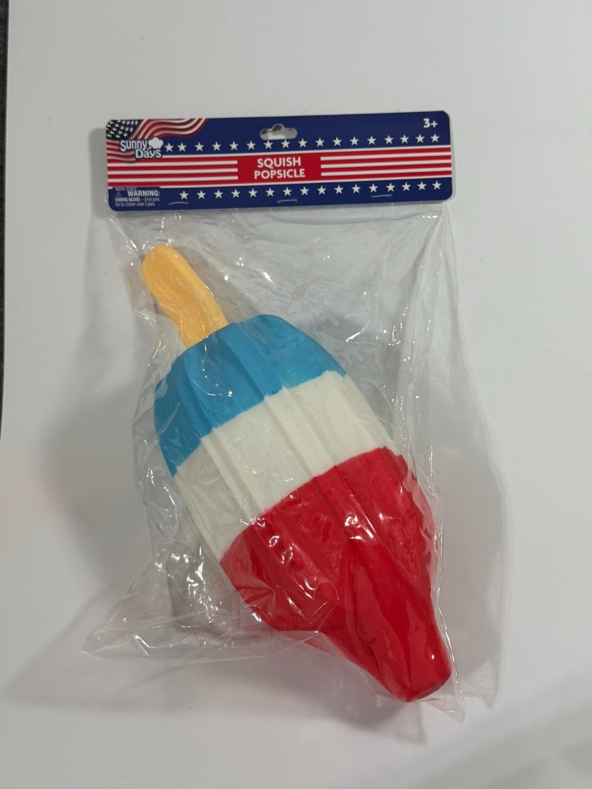 Sunny Days Jumbo Squishy Rocket Bomb Pop Popsicle Squeeezy Red White Blue NEW!