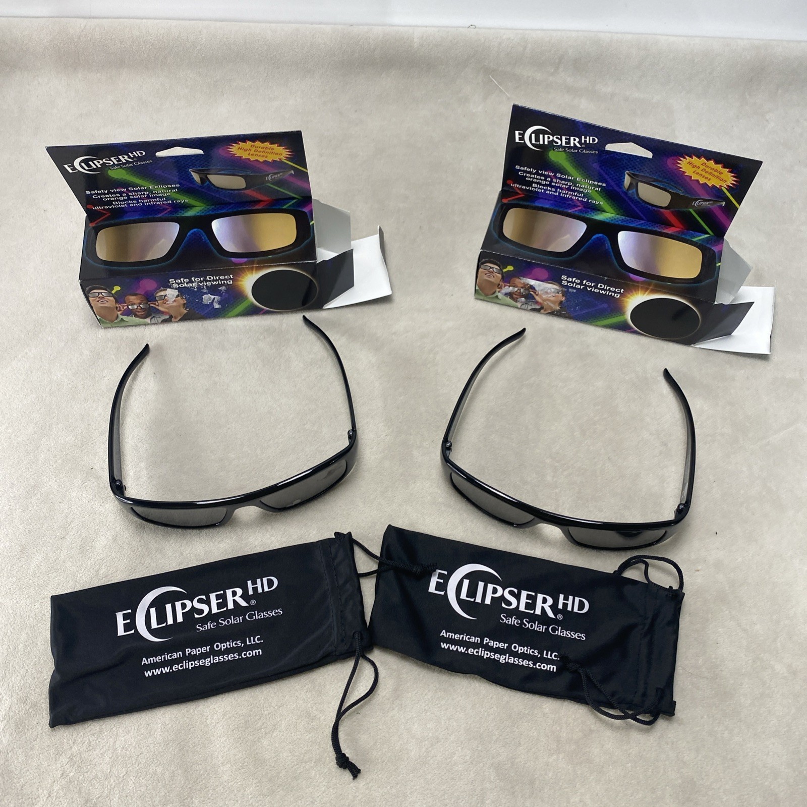 2 Pair ECLIPSER HD Safe Solar Glasses (New In Box) Safety Science Eclipse