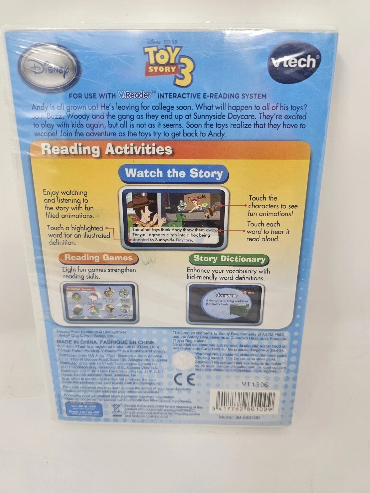 VTech V.Reader Toy Story 3 Interactive E-Reading System Cartridge New Sealed