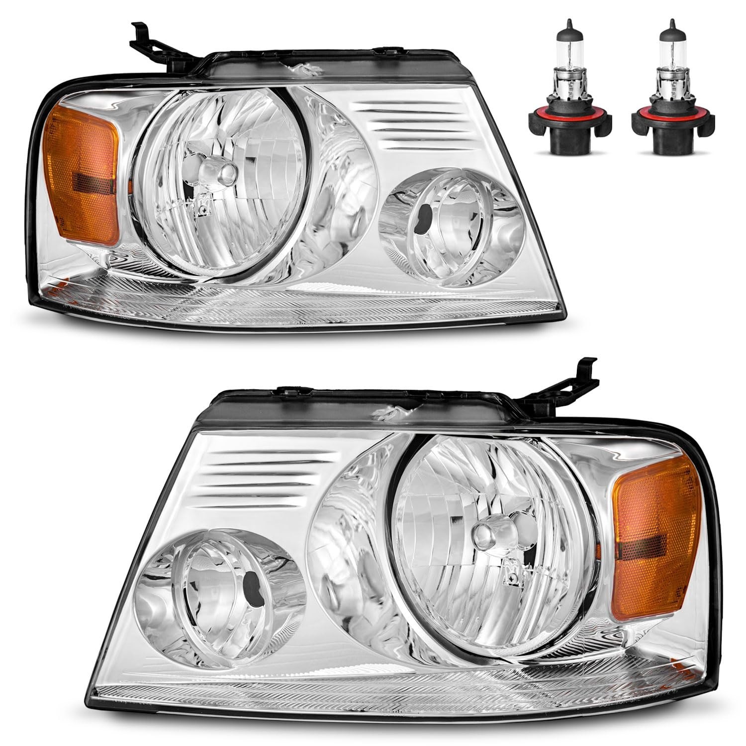 Headlights W/Bulbs for 2004 2005 2006 2007 2008 Ford F150, for 2006-2008 Linc…
