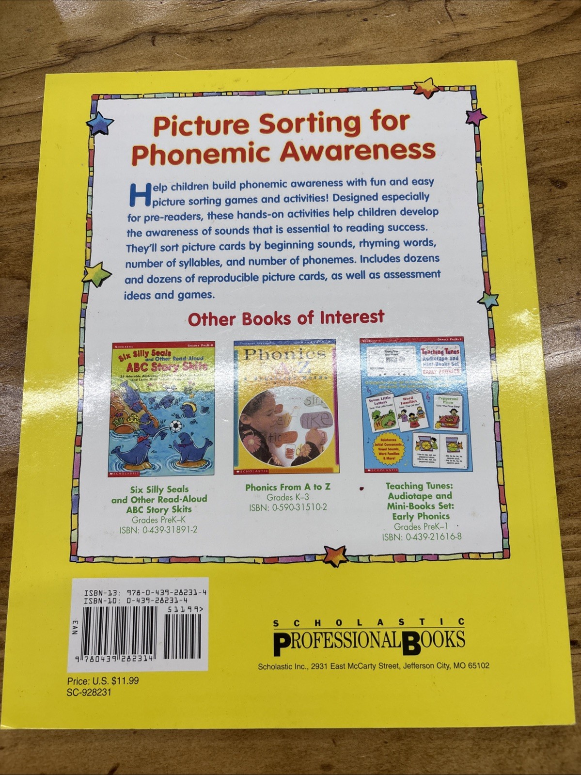 Picture Sorting For Phonemic Awareness, Grades Pre-K/K Scholastic Book