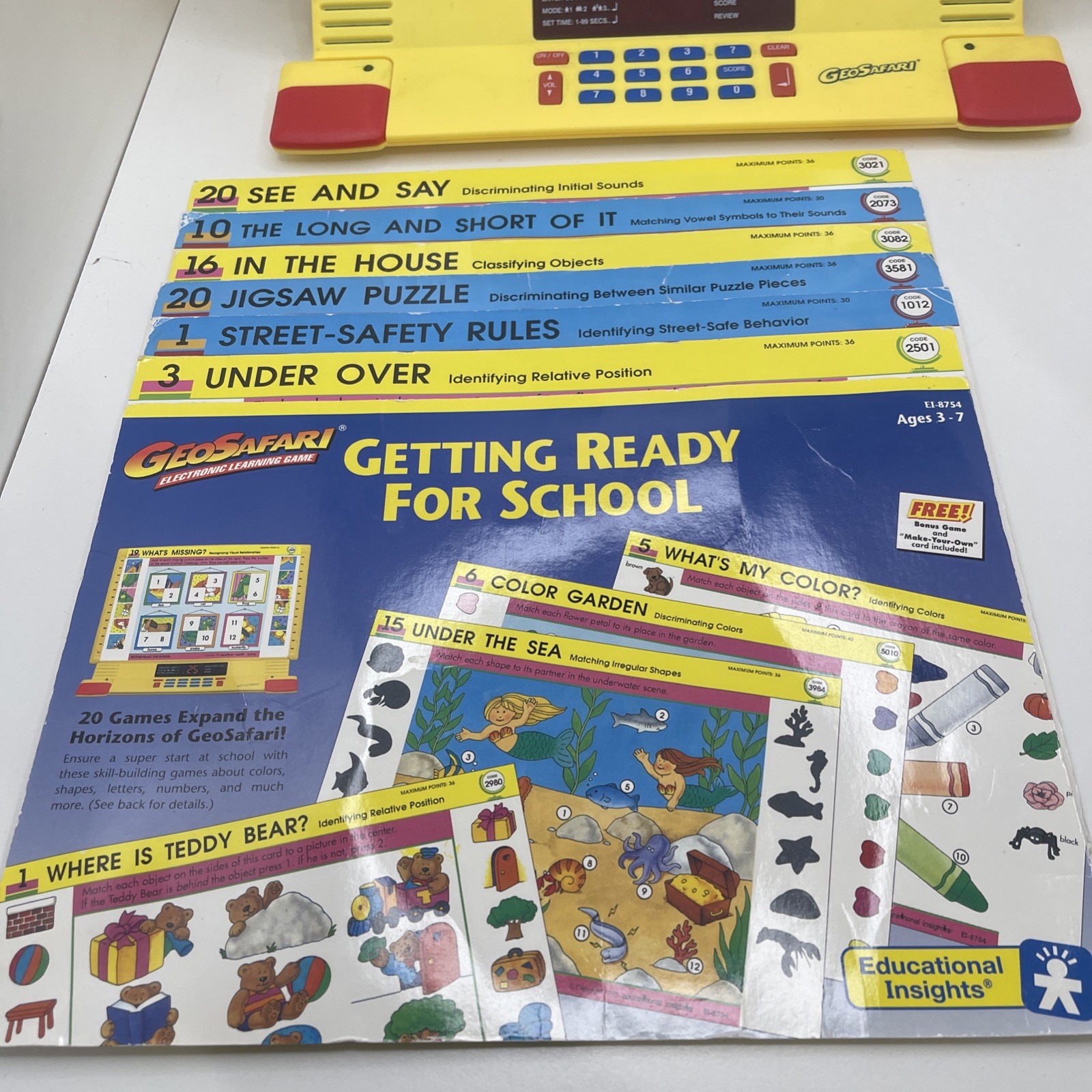 Vintage GeoSafari Jr EI-8855 Electronic Learning Game Unit w/ 8 Cards Tested