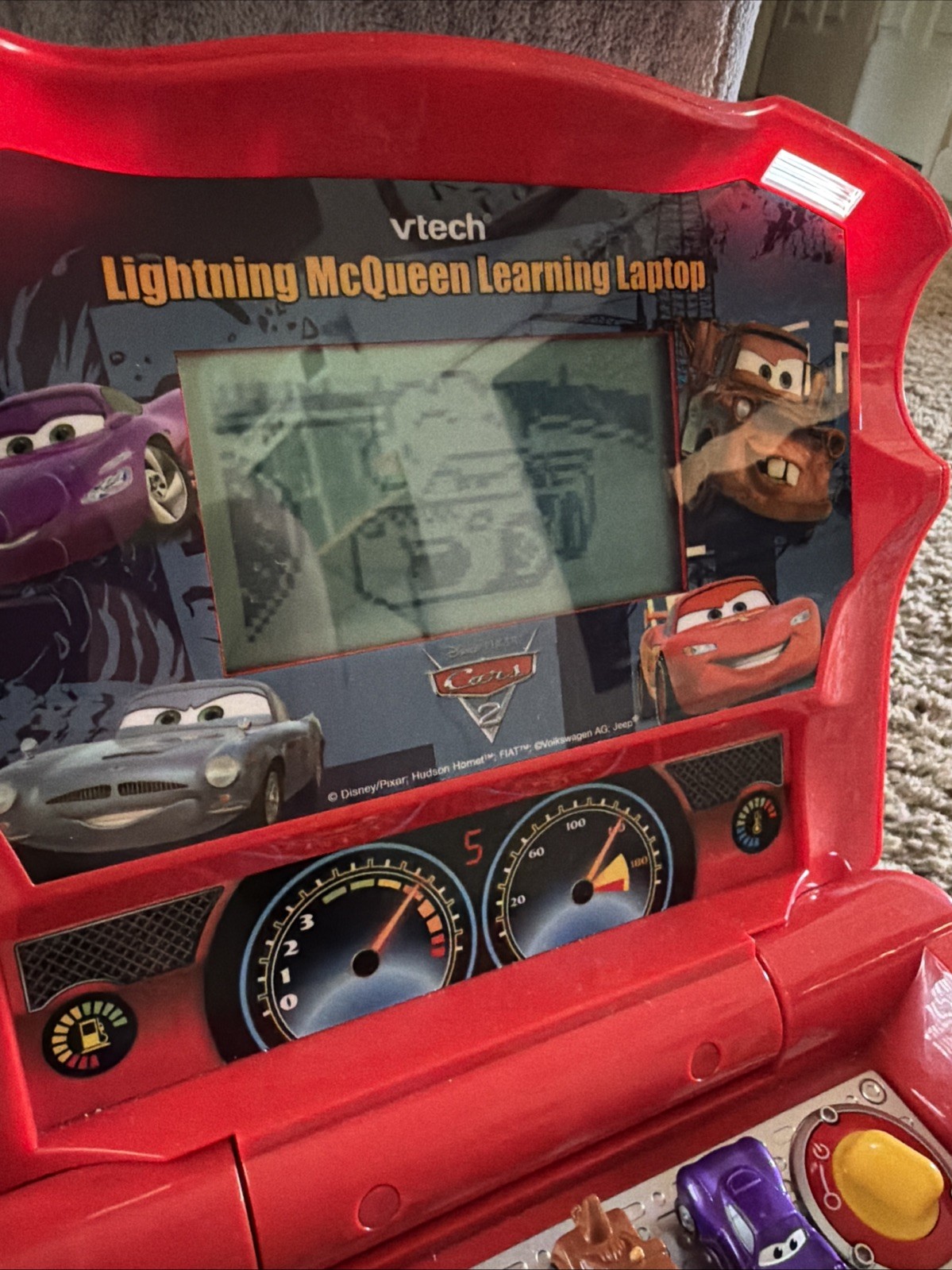 VTech Disney Pixar Cars 2 Lightning McQueen Learning Laptop Tested Works Great!