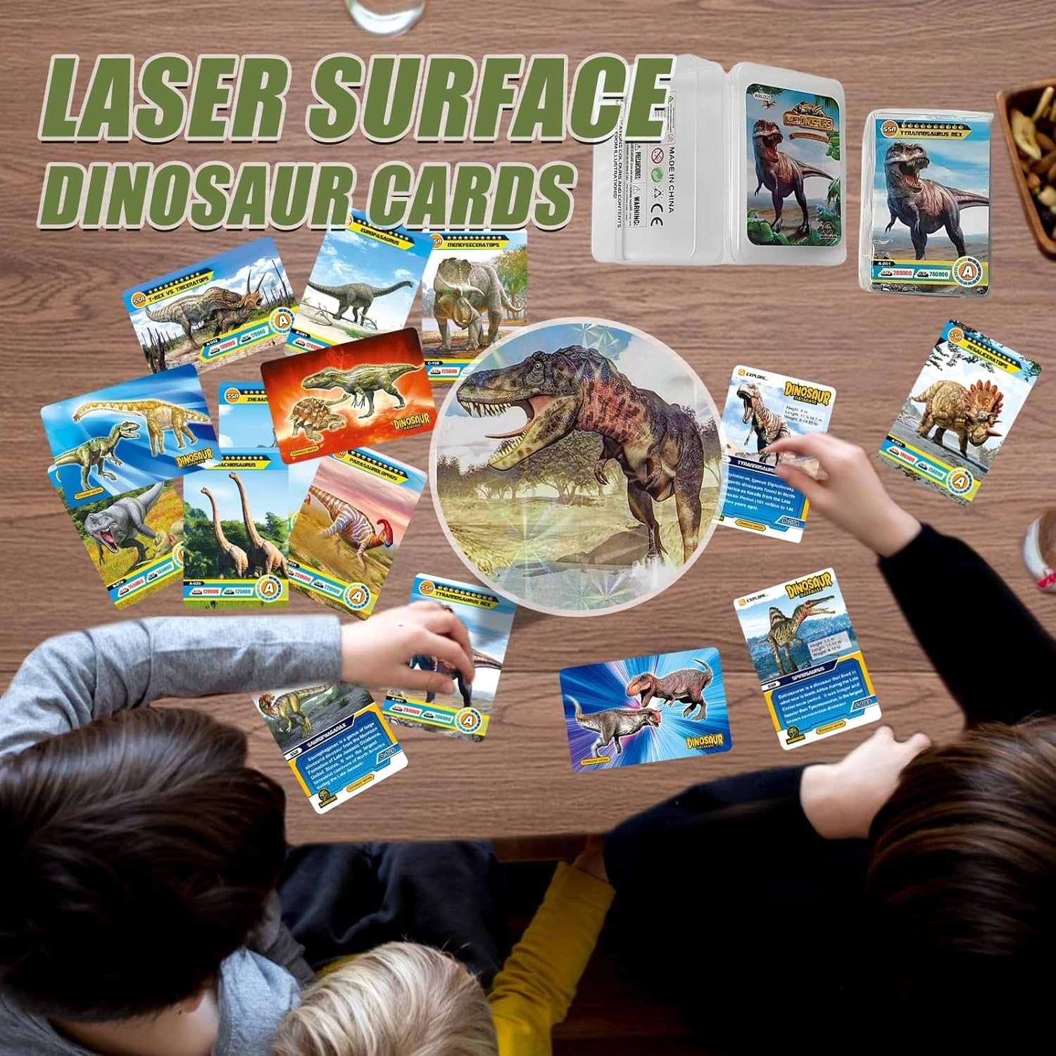 Dinosaur Flash Cards, 42 PCS Collectible Dinosaur Trading Cards for Kids, Prehis