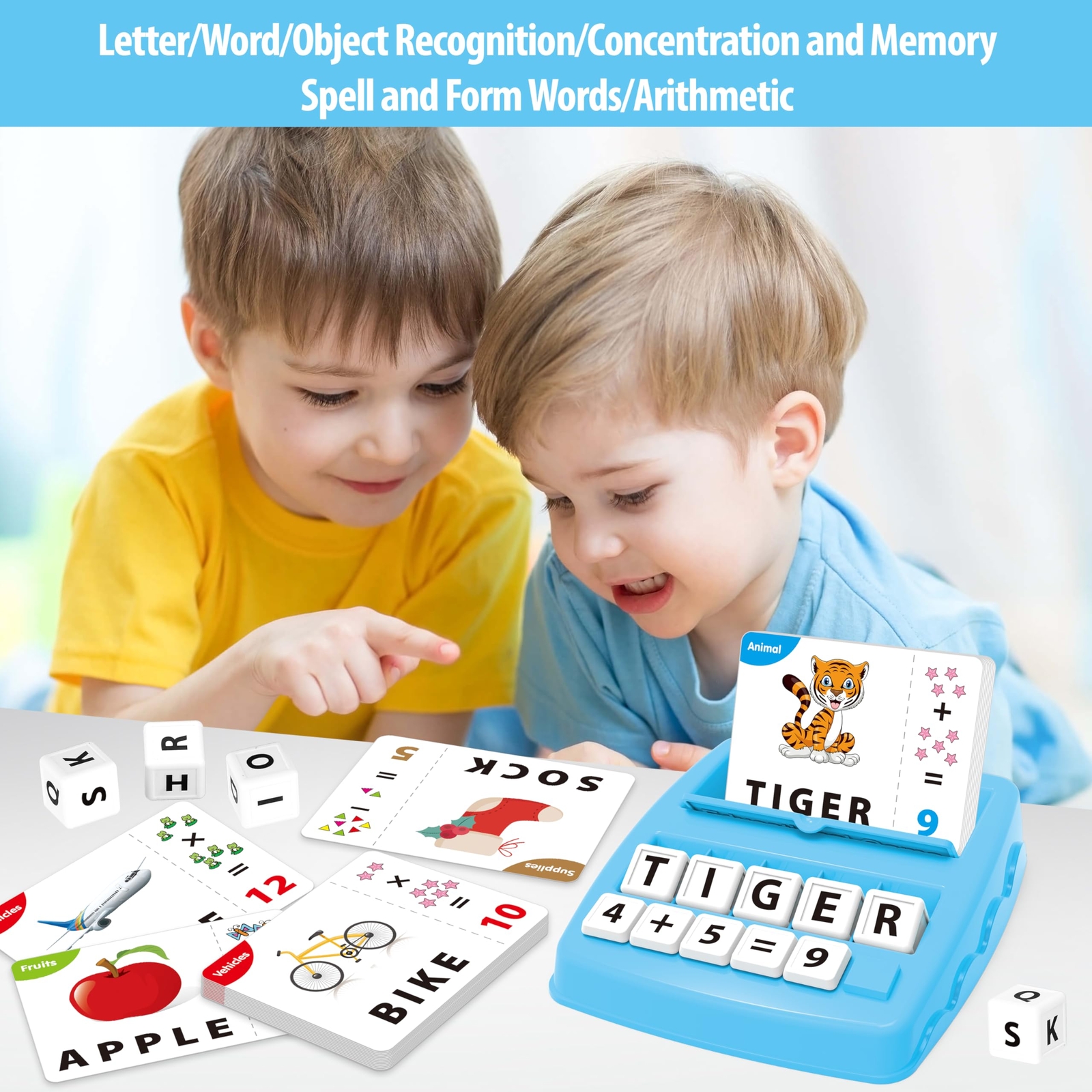 Yolscue Educational Flashcard Spelling and Math Game for Kids 3 to 7 Years