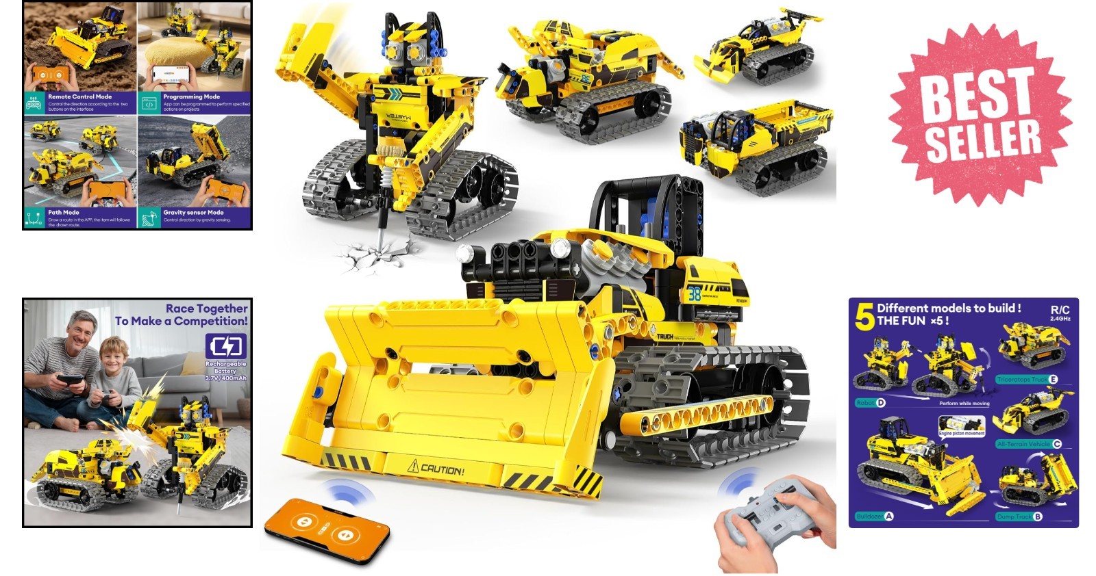 452 PCS STEM Robotics Kit for Kids – 5 Models with Remote Control & App Features