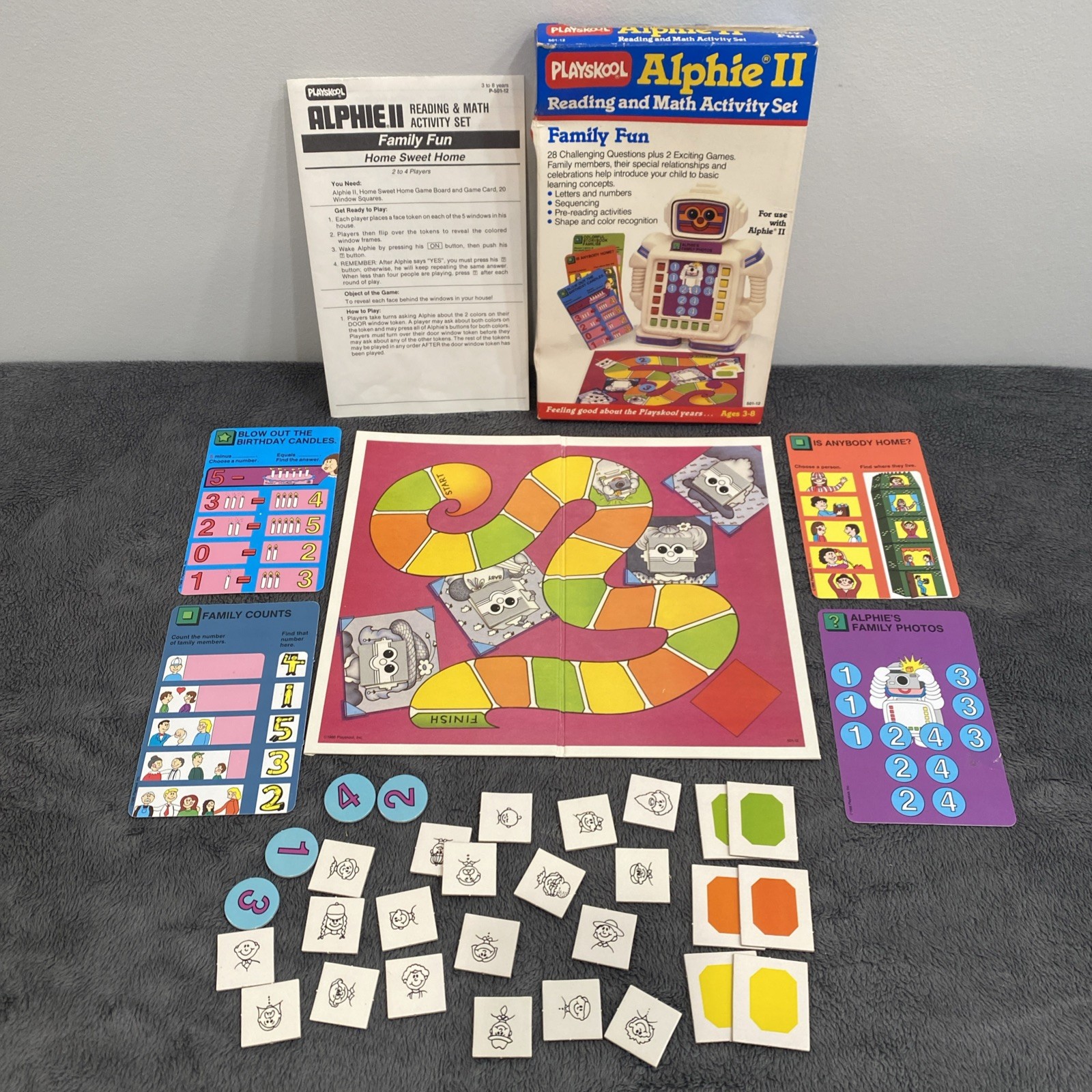Vtg Alphie II Reading & Math Activity Set Family Fun, Playskool 1980s Toy 501-12