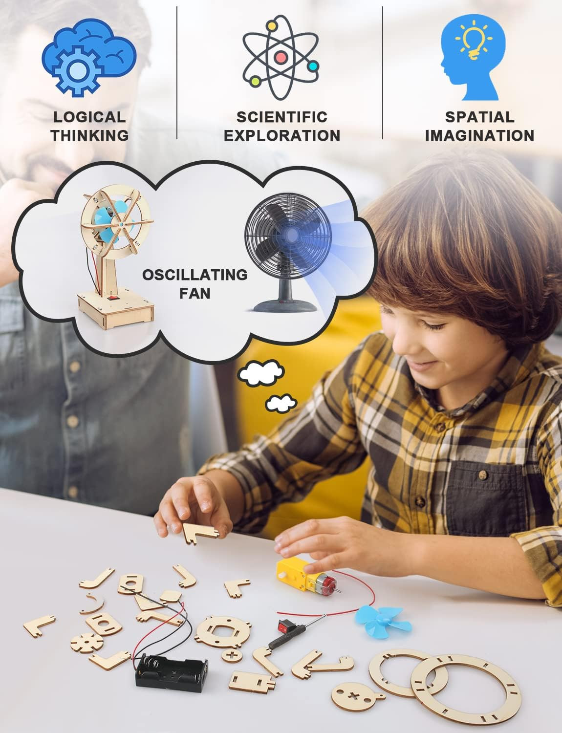 4 in 1 STEM Kits, STEM Projects for Kids Ages 8-12, Assembly 3D Wooden Puzzles,