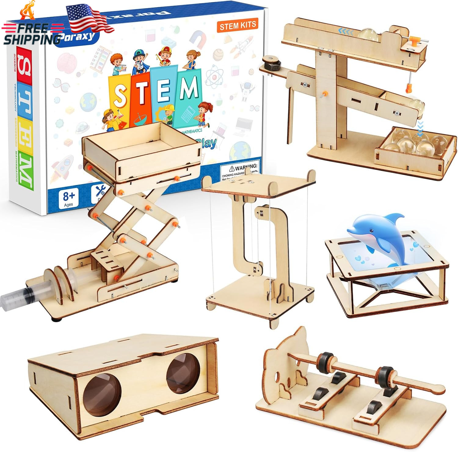 Poraxy 6 in 1 STEM Kits for Kids Age 8-10, Science Building Educational Experime