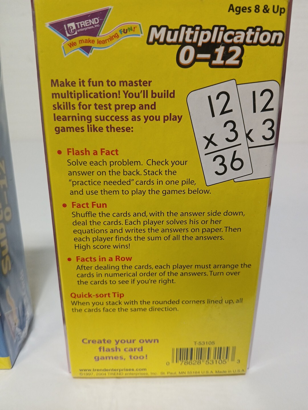 New Vintage 1997 Trend Flash Cards Subtraction & Multiplication 91 Cards