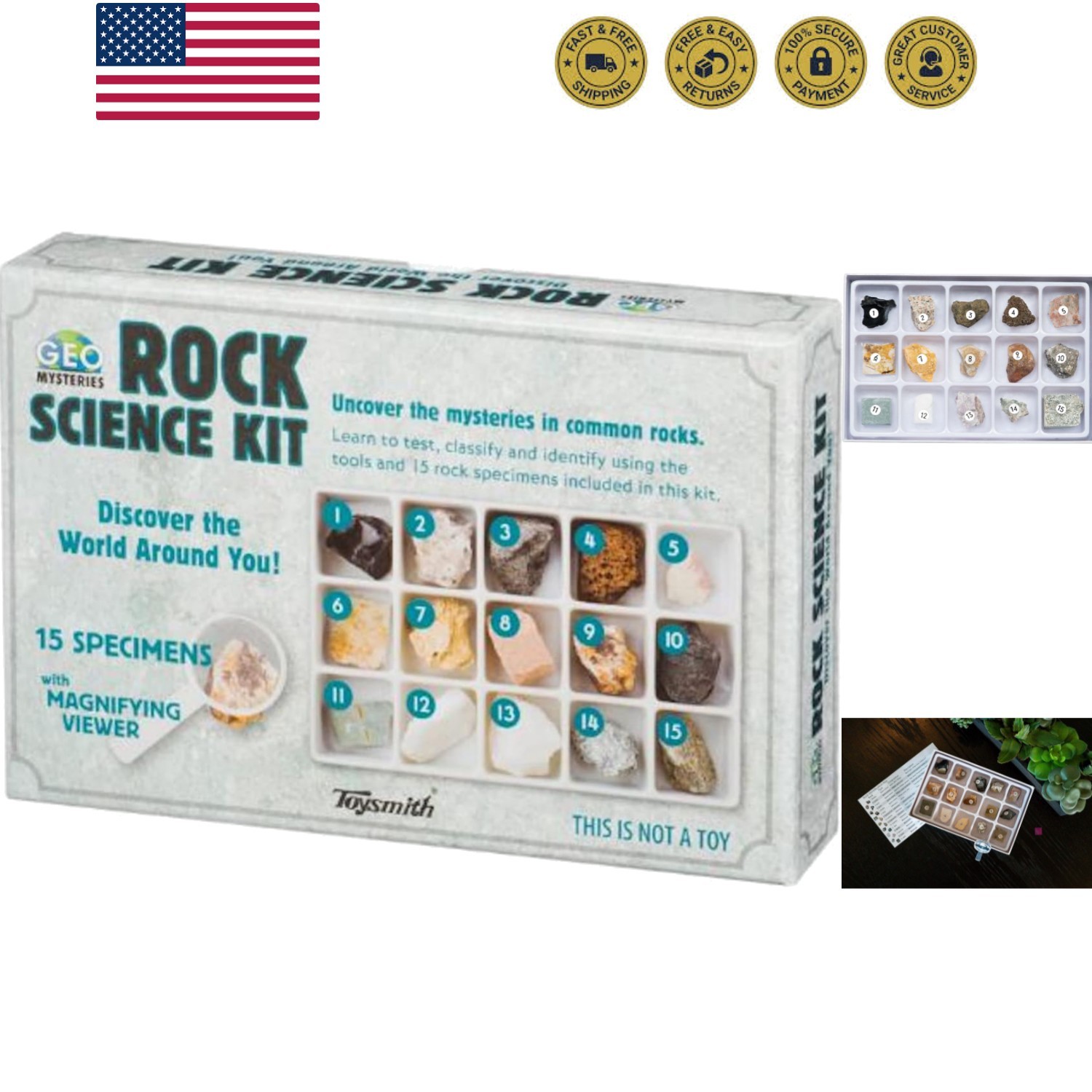 STEM Toy Rock Science Kit Geology Mineral Specimen For Kid Geologists