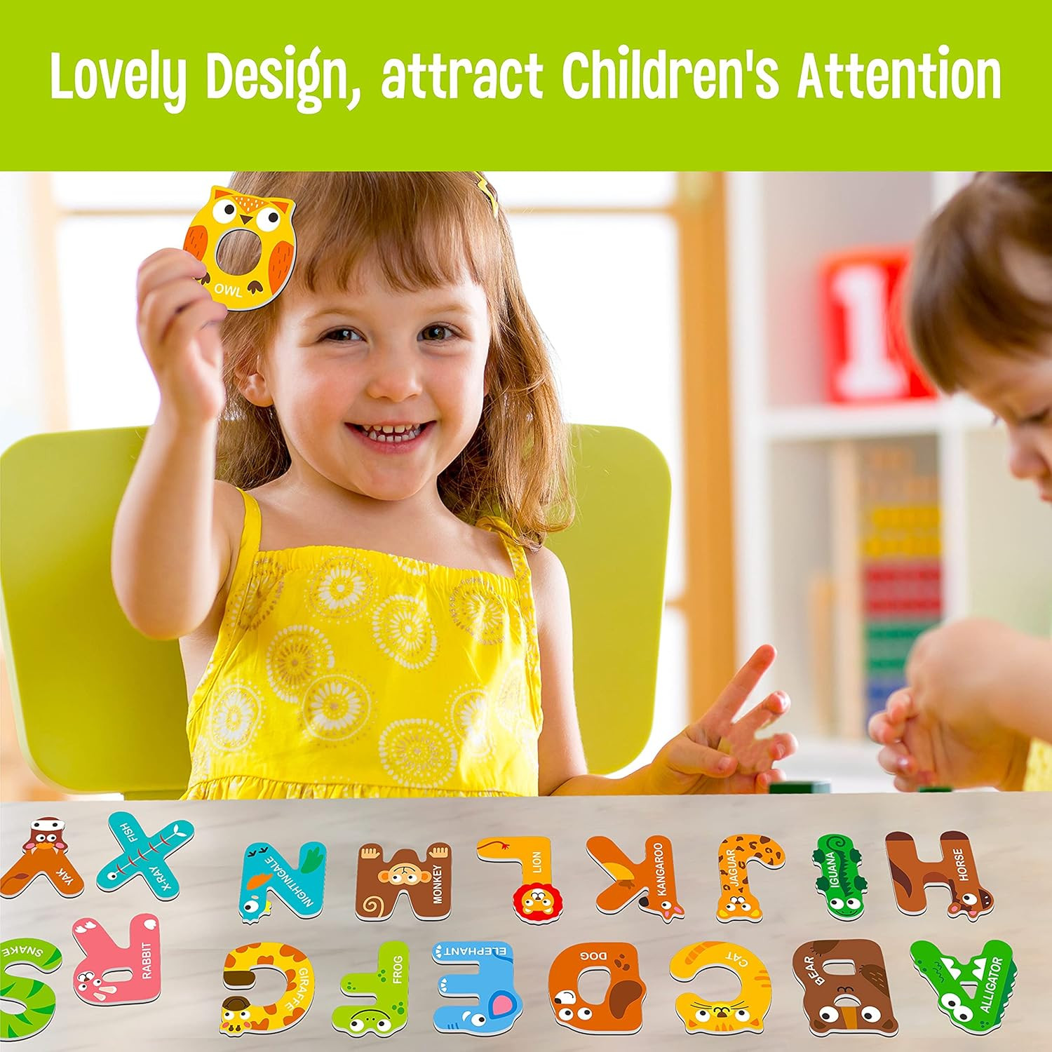 Large Magnetic Animal Alphabet Letters ABC Fridge Toys Kids 3-5 Years (70 chars)