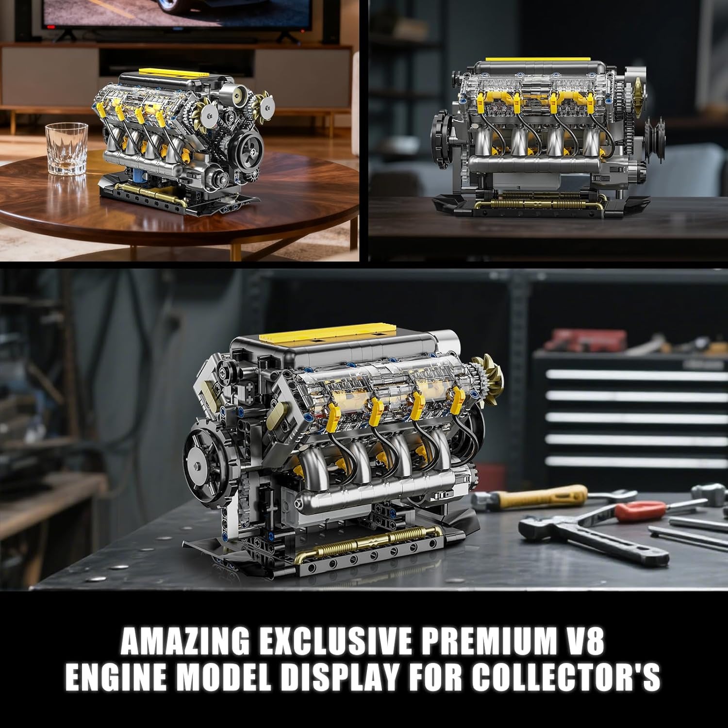 STEM V8 Engine Model Kit – 905 PCS Educational Toy for Teens & Adults