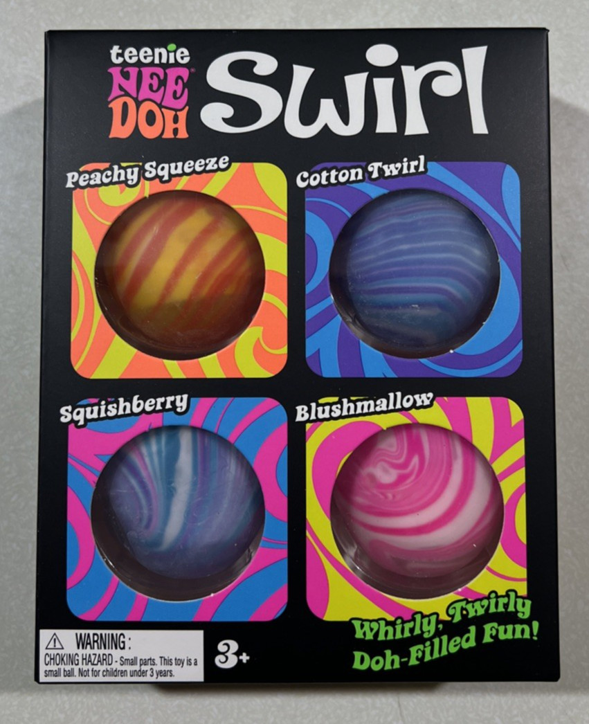 NEW 2025 NeeDoh Teenie Swirl Nee Doh Mini Squishy Stress Balls 4-pack