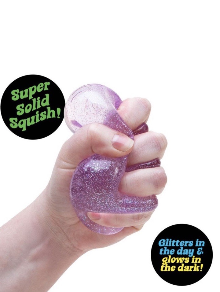 NeeDoh Nice Cube Glitter and Glow, Nee Doh Squishy, Glowing Ice Cube Blue