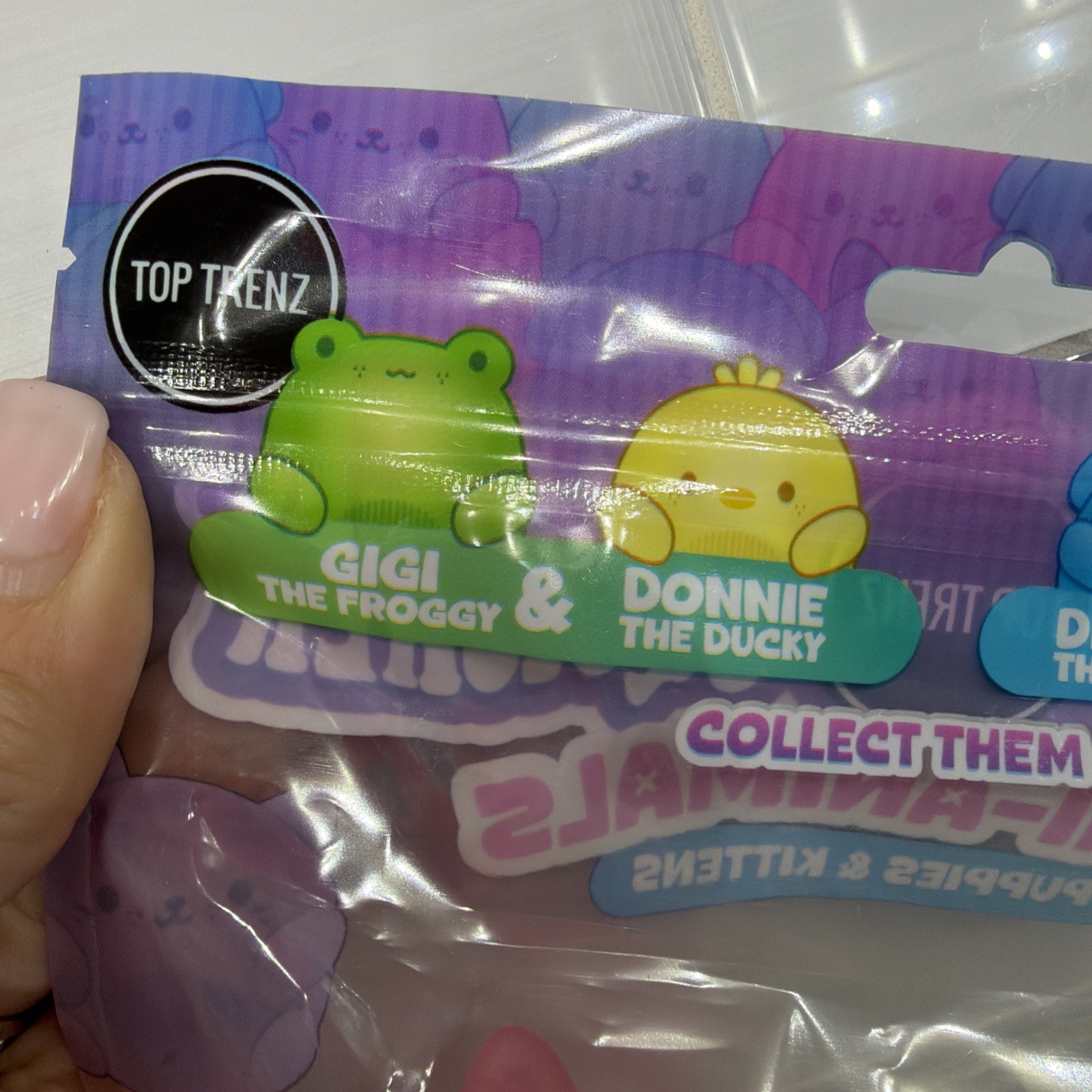 Super Duper Sugar Squisher Mini Animals puppies & kittens green pink squishy